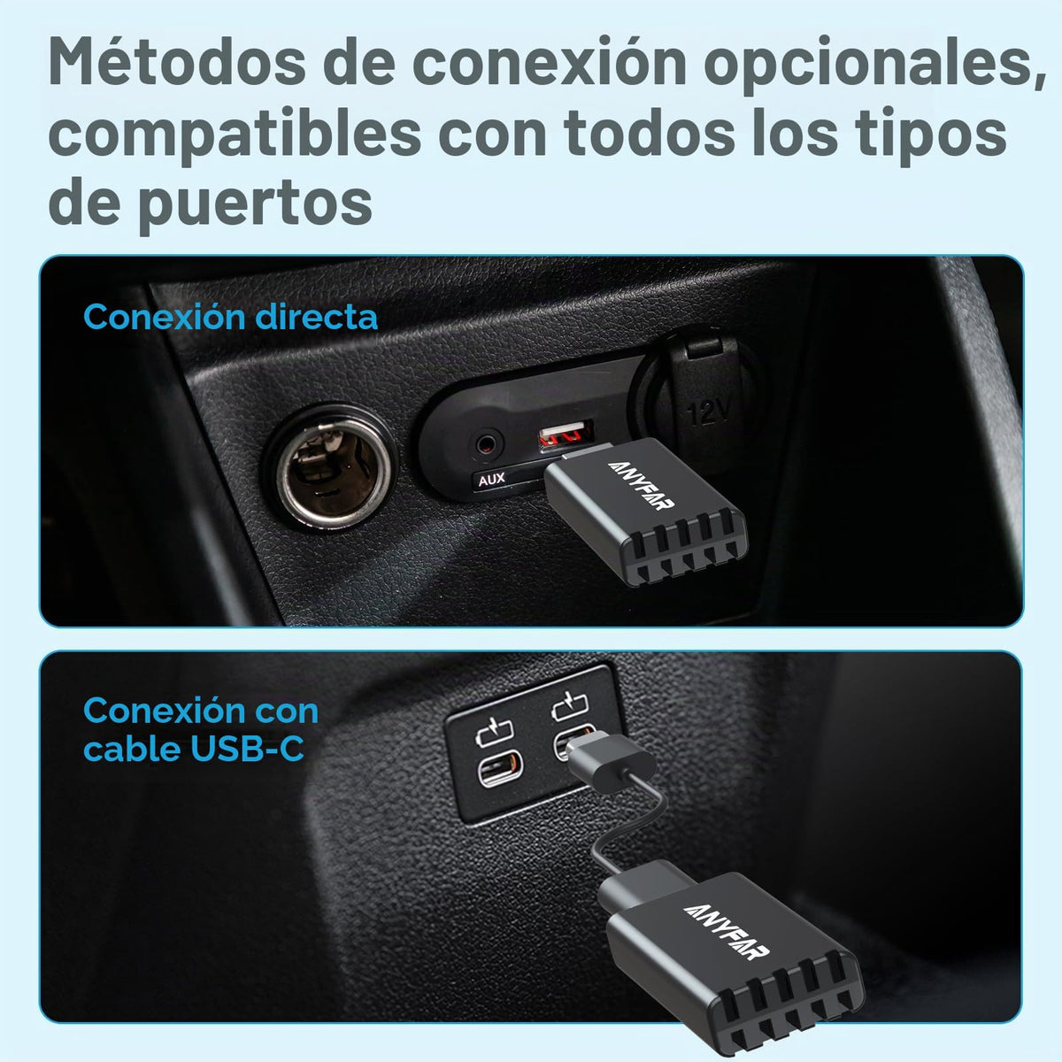 Adaptador inalámbrico CarPlay ANYFAR iPhone con Chip 5G Doble Núcleo para Coches 2016+