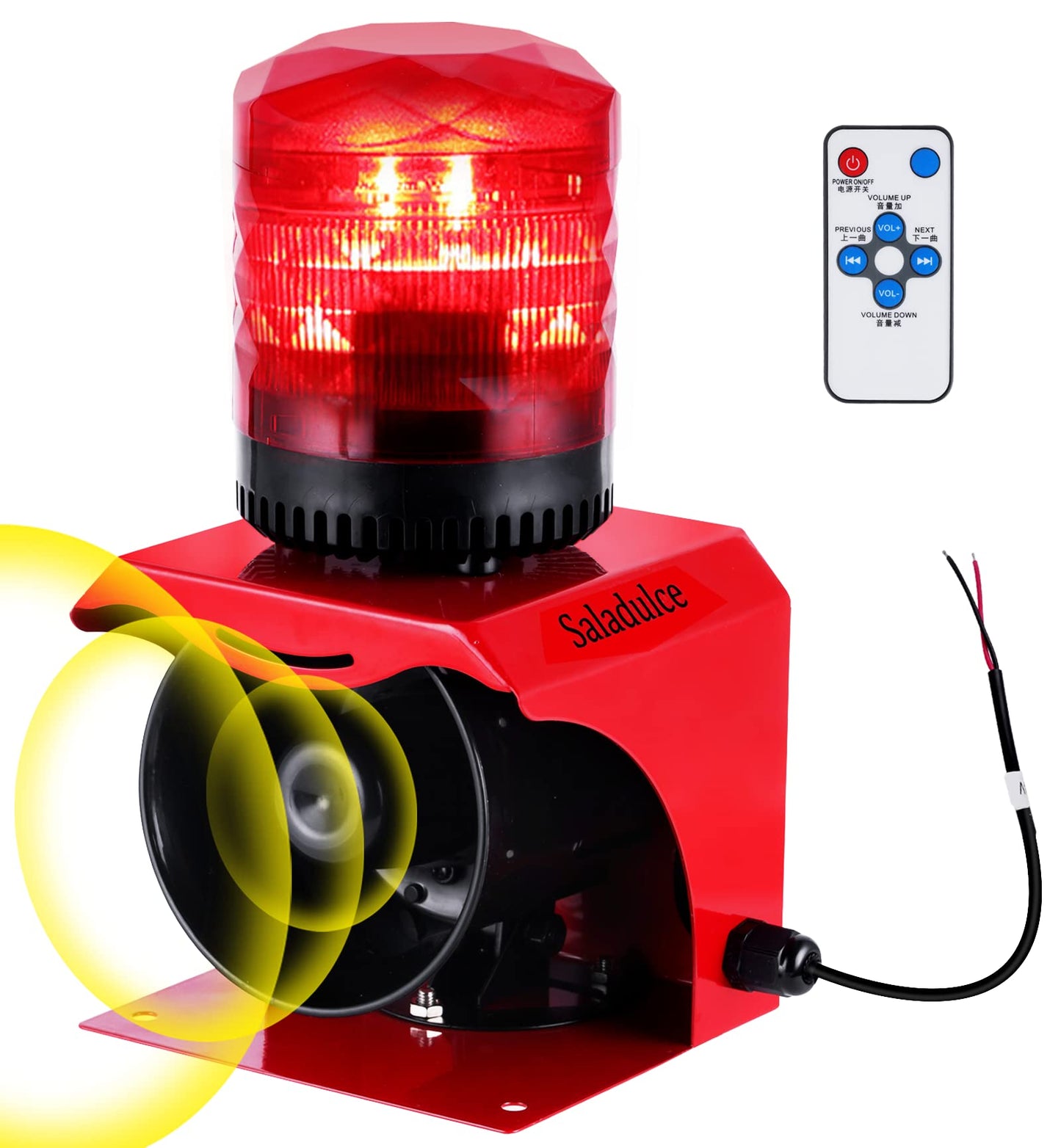 Alarma de Sirena Industrial Saladulce Roja 120 dB con Luz Estroboscópica para Exteriores IP65