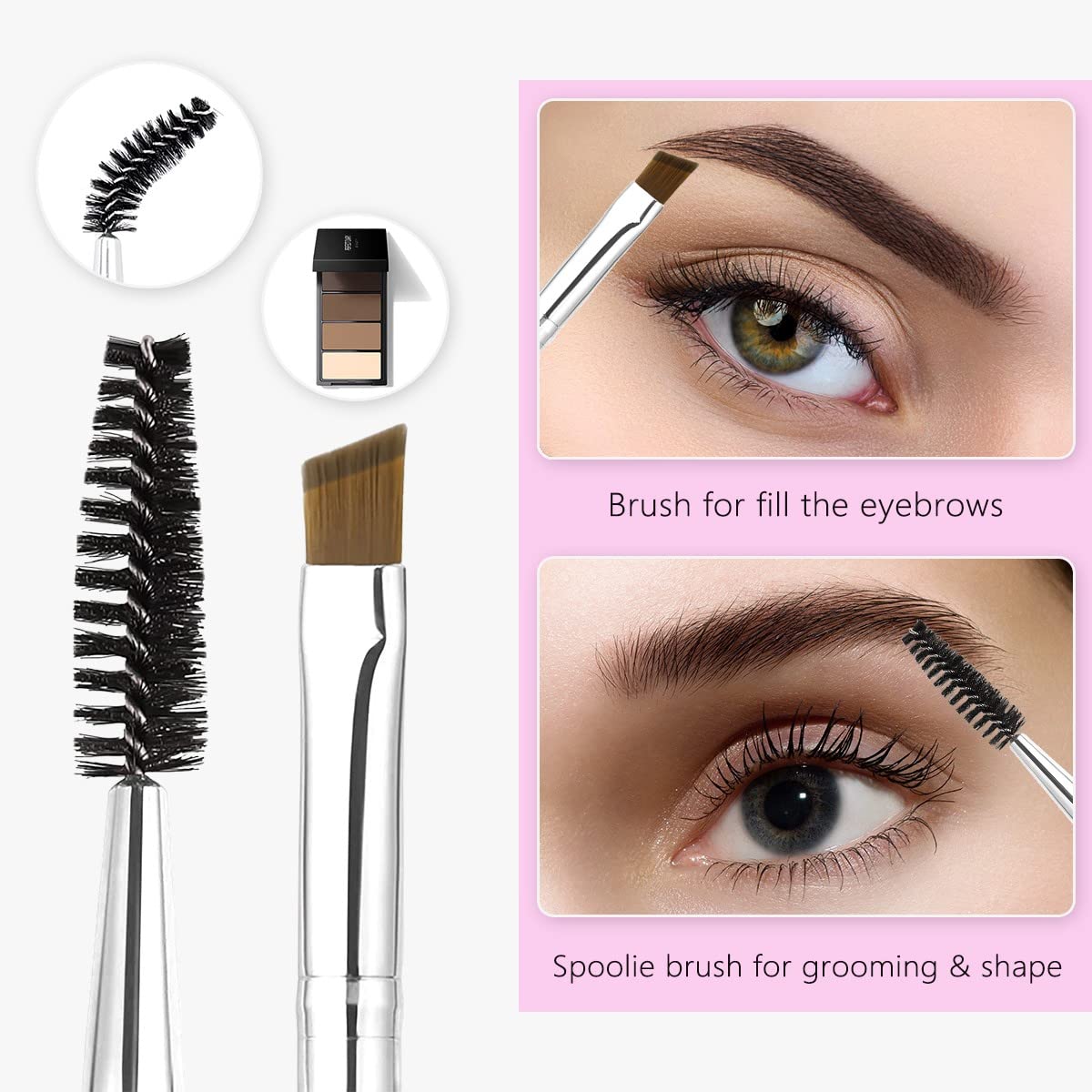 Juego de Rizador de Pestañas y Cepillo de Cejas para Mujeres con Rizador de Pestañas, Peine Separador de Pestañas, Cepillos de Máscara, Pinzas para Extensiones de Pestañas, Cepillo de Cejas Angulado y