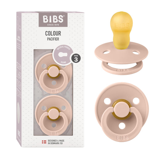 BIBS Chupones Colour Pack de 2, Tetina redonda de látex natural, Talle 2, Color Ivory/Blush, 6 a 18 meses, Hecho en Dinamarca