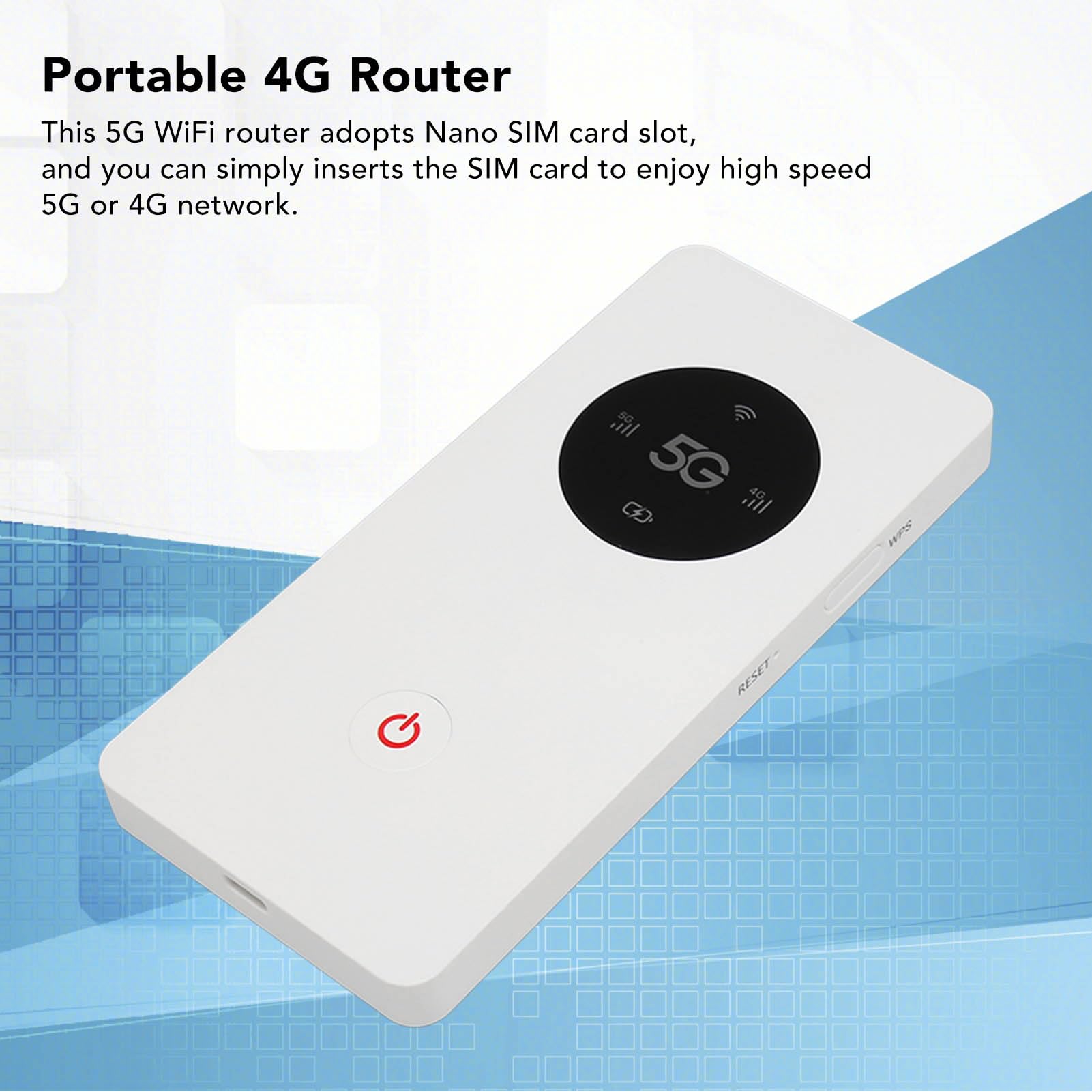 Bewinner Real 5G WiFi Mobile Hotspot con Cable USB, Enrutador WiFi 5G Nano con Ranura SIM 2,77 Gbps DL 1,25 Gbps UL 16 Dispositivos de Capacidad