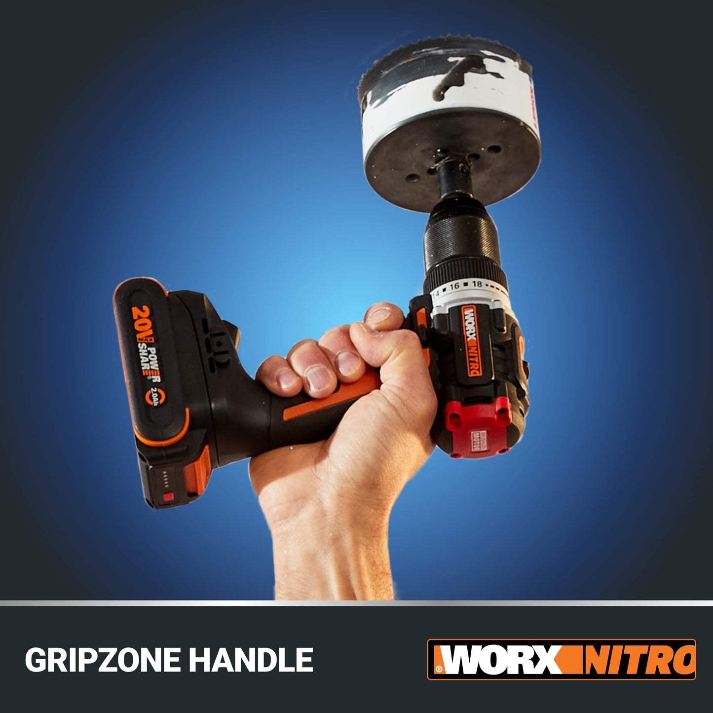 Worx Nitro - Taladro inalámbrico de 20 V de 1/2 pulgadas con motor sin escobillas, juego compacto y ligero de solo 6 pulgadas y 3 libras, solo herramienta WX130L.9 compatible con Power Share