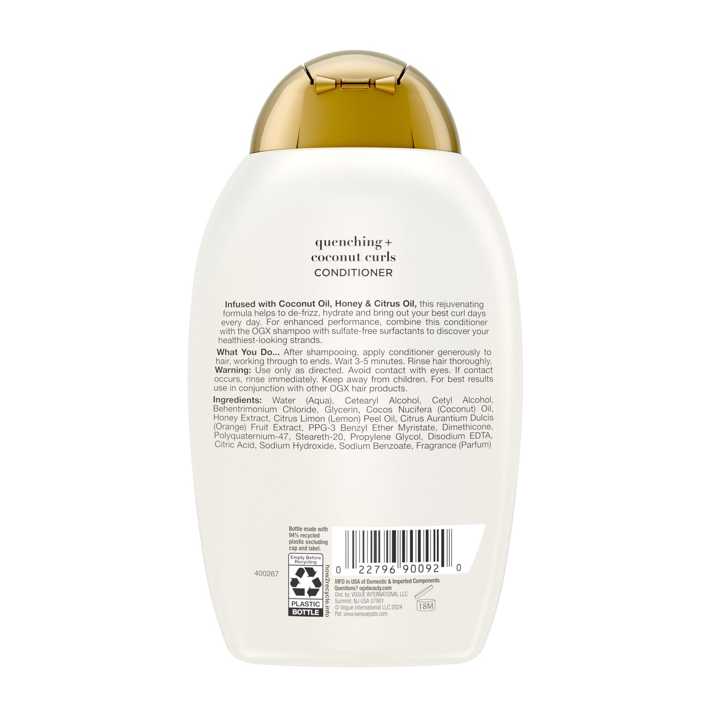 OGX, Acondicionador de Coco para Rizos, 385 ml