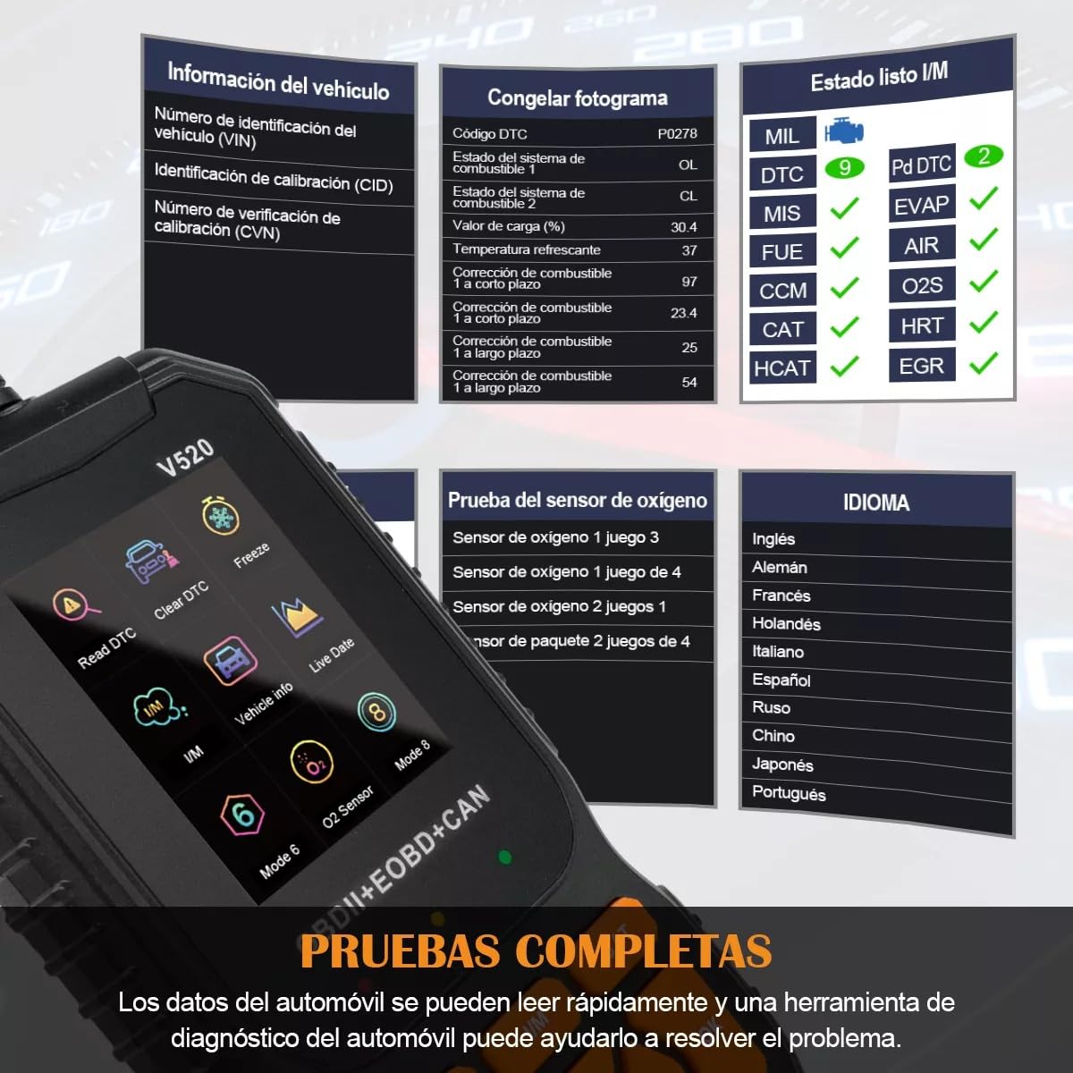 Scanner OBD2 JZZB Azul Multifunción para Automóvil