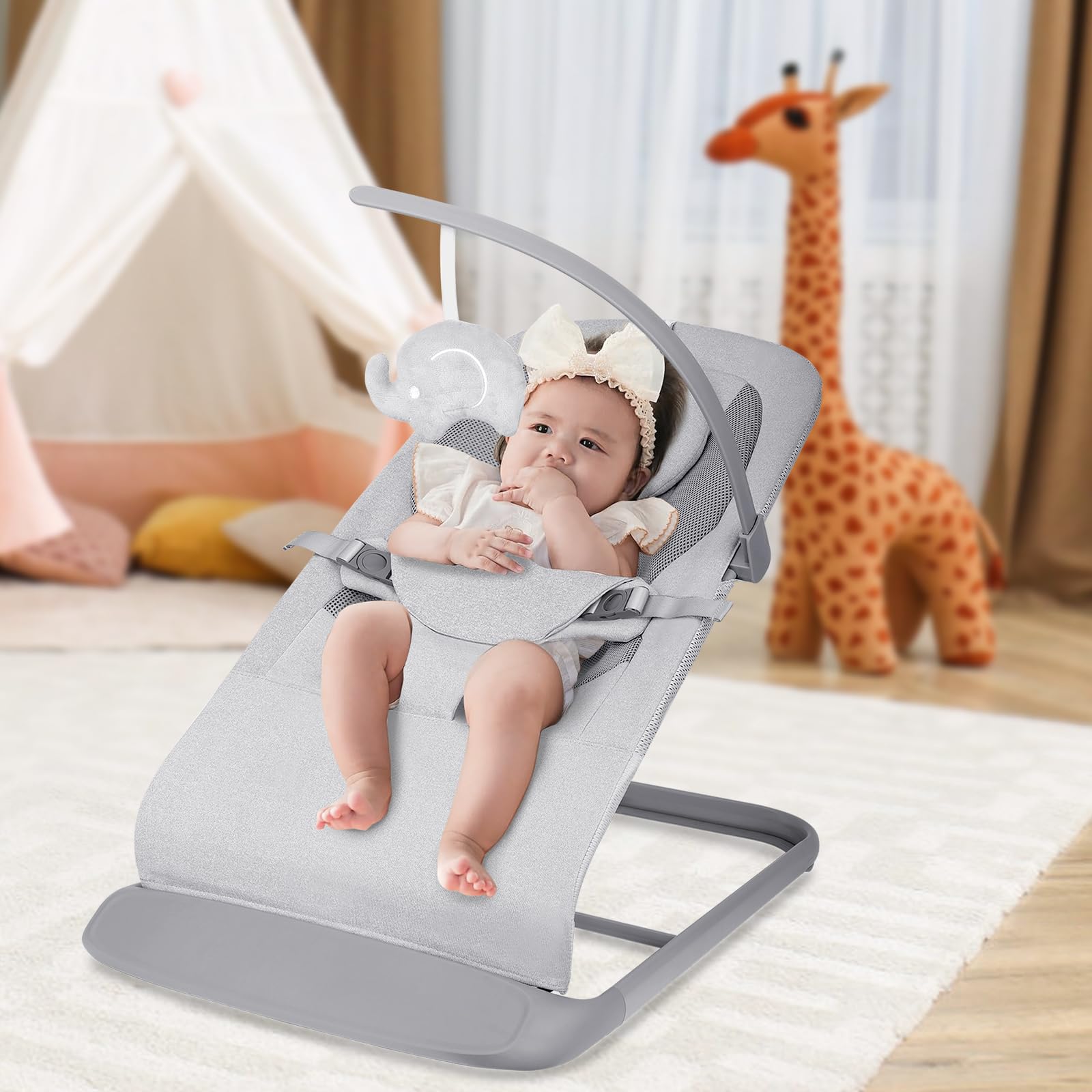 Columpio Portátil Muja Lujo Ajustable con Asiento Transpirable y Arnés de 3 Puntos