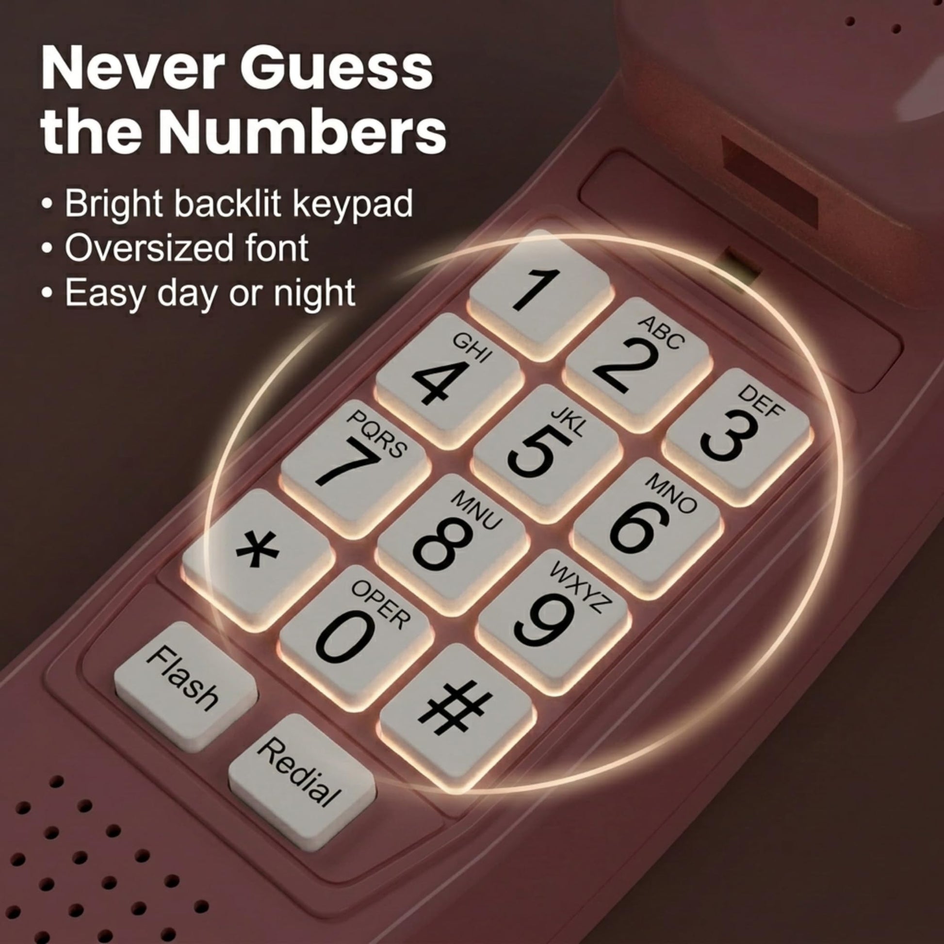 iSoHo Phones iSoHo Trimline Phone - Phones For Seniors - Phone for Hearing impaired - Ladies Pink - Retro Novelty Telephone - An Improved Version of The Princess Phones in 1965 - Style Big Button