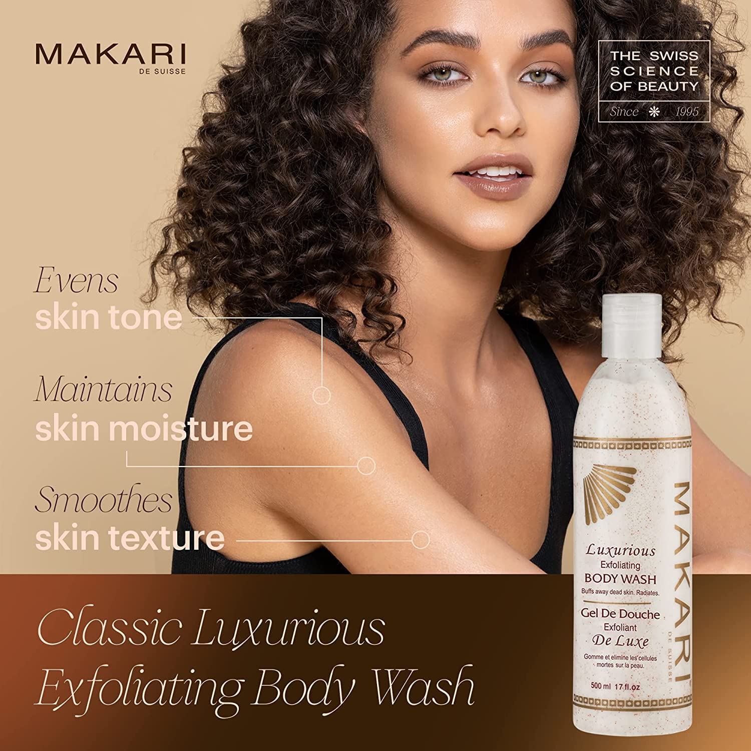 Makari Classic Luxurious Lightening Exfoliating Body Wash 17 fl.oz â€" Face & Body Cleanser With Mulberry Root Extract & Exfoliating Micro Crystals â€" Whitening Treatment for Dark Spots & Acne Scars