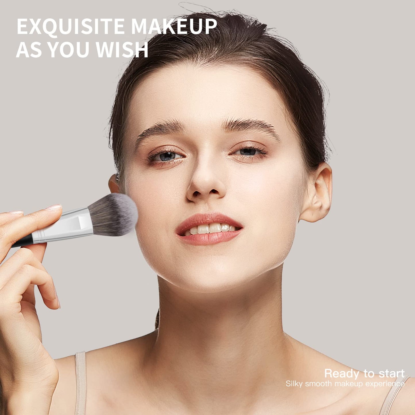 Brochas de Maquillaje con Estuche 18 Piezas Set de Brochas para Maquillaje Profesional Juego de Brochas Kabuki Sintético Premium Sombra de Ojos en Polvo para Base de Maquillaje (Plata negro)