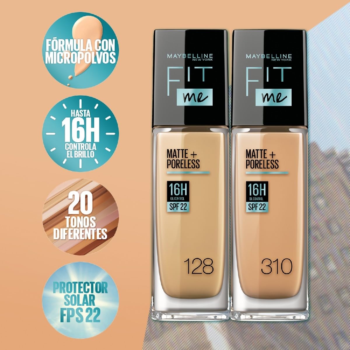 Maybelline Base de Maquillaje Fit Me Matte, 122 Creamy Beige