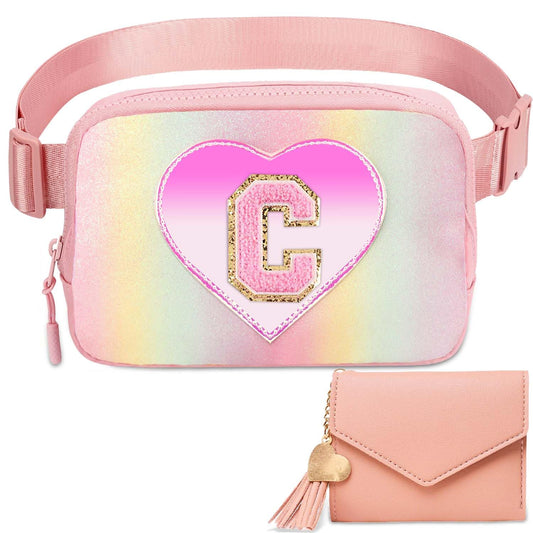 Kejea Riñonera Cruzada para Niñas y Mujeres, 8 a 12 Años, Regalos de Cumpleaños, Rosa (Glitter Pink), 21 cm x 5 cm x 12.95 cm