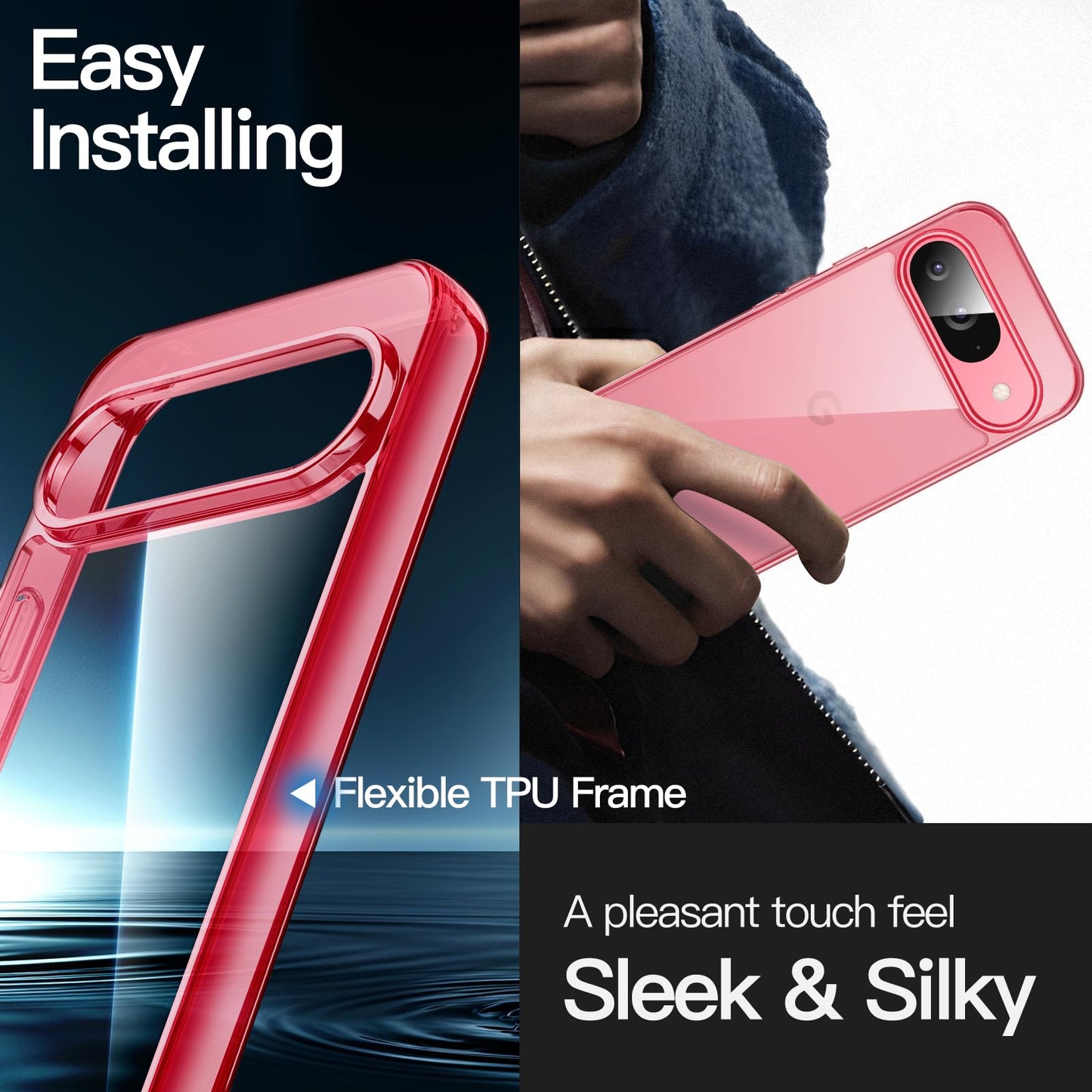 JETech Funda para Google Pixel 9/9 Pro 2024, Anti-Amarillo Antigolpes Protectora Carcasa, Antiarañazos PC Duro Respaldo (Rosa Peonía)