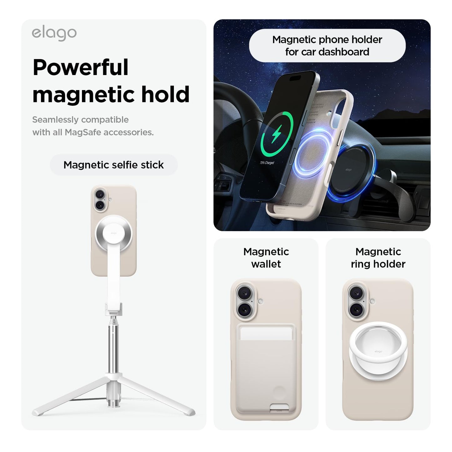 Funda de Silicona elago Piedra Magnética con Imanes para iPhone Compatible MagSafe