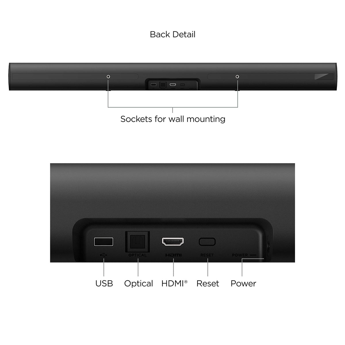 Barra de Sonido Inteligente Roku Negro con Reproductor Multimedia 4K/HD/HDR y Control de Voz Roku