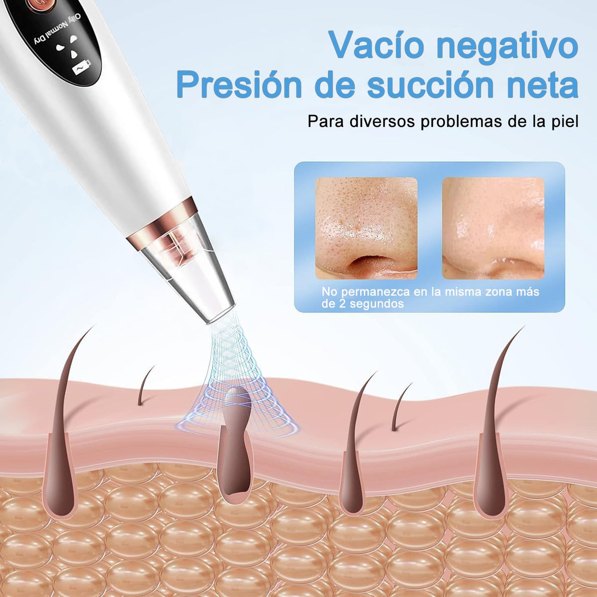 Removedor de puntos negros electrico, Juego de 23 Piezas Limpiador de Poros, extractor de espinillas nariz con Pantalla LED, 6 Sondas de Succión y 3 Modos, USB Recargable