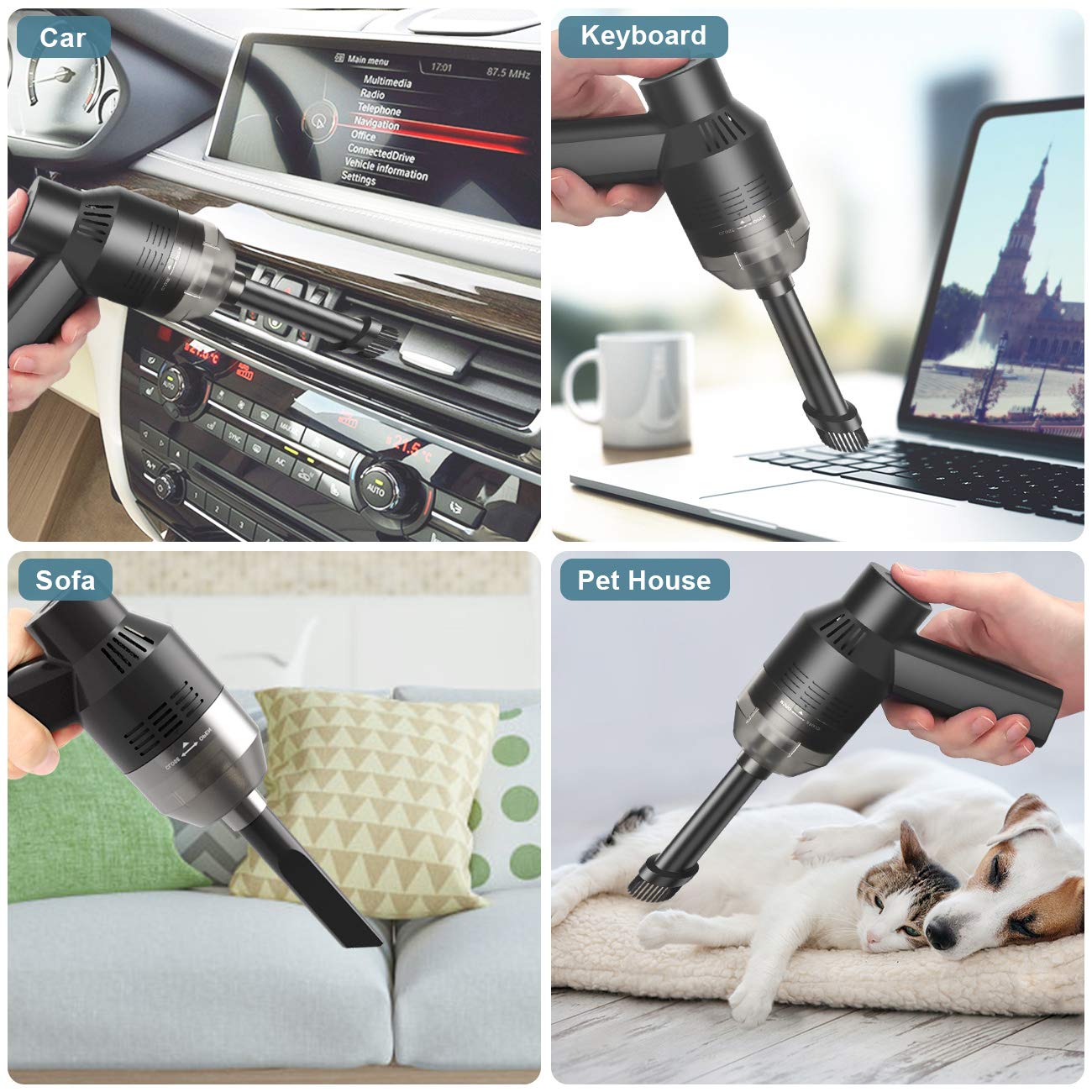 HONKYOB Cordless Keyboard Vacuum Cleaner Rechargeable Keyboard Cleaner Mini Computer Vacuum Cleaner with Li-Battery for Cleaning Dust,Hair,Crumbs,Eraser Scrap,Cigarette Ash,Laptop,Piano,Car,Pet House
