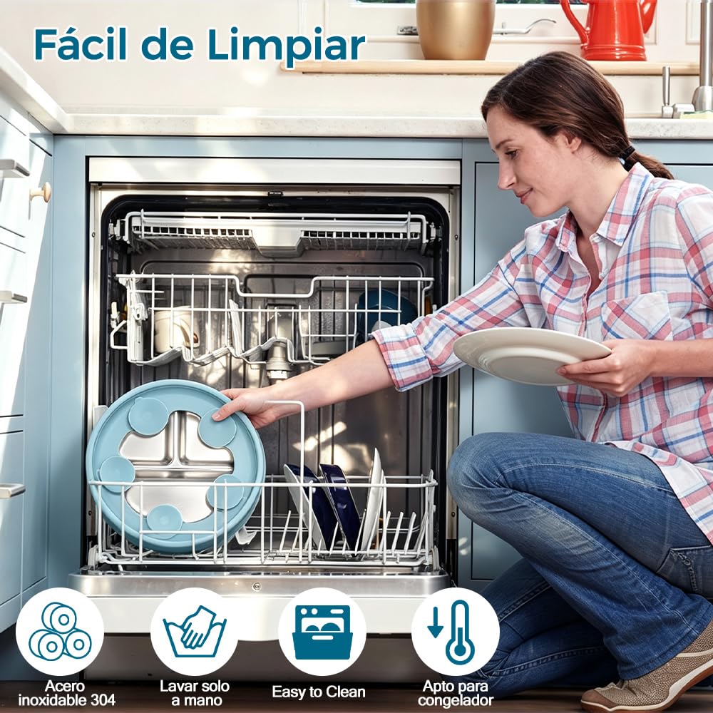 Platos de Acero Inoxidable para Bebe, Set de Alimentación para Bebé