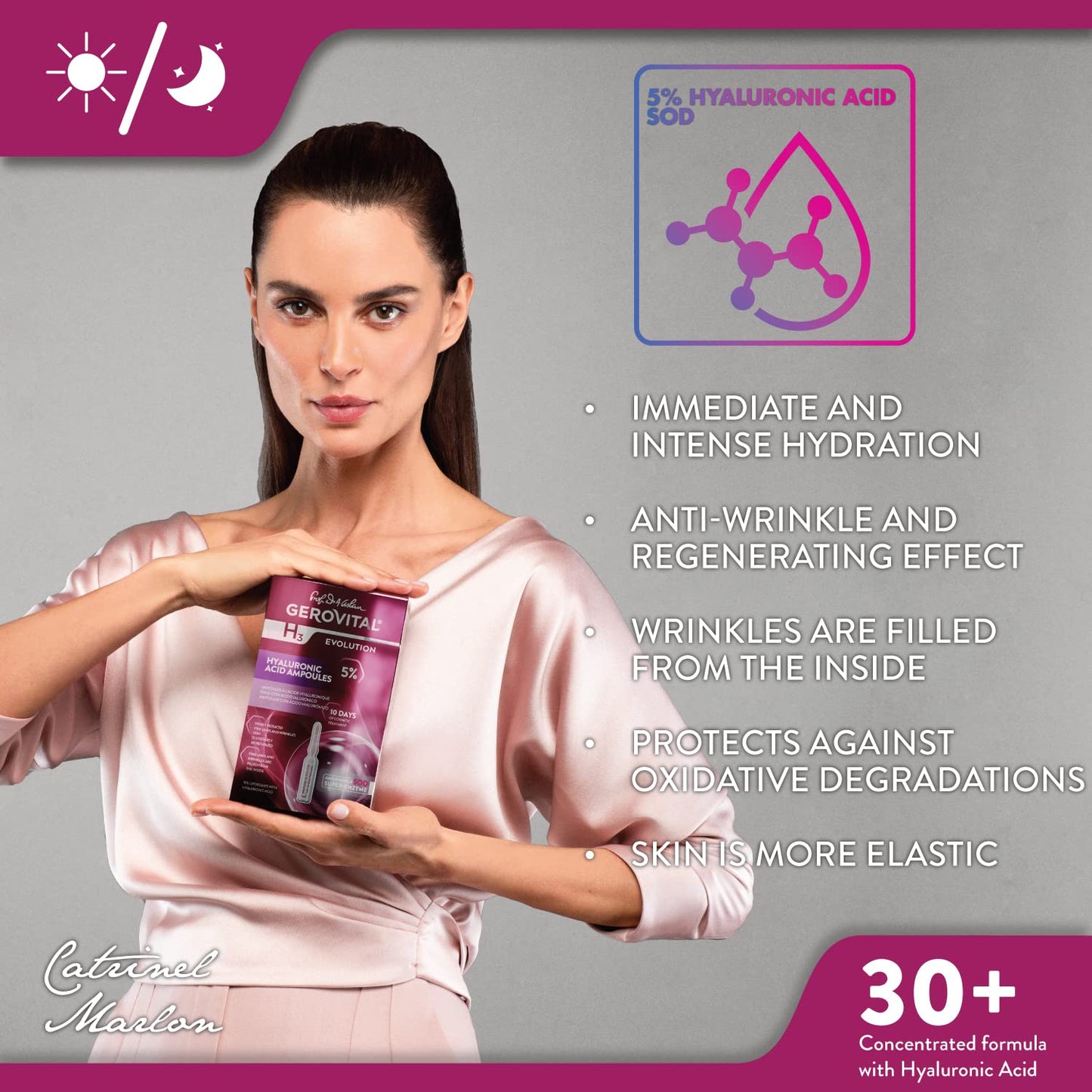 GEROVITAL H3 EVOLUTION Hyaluronic Acid Ampoules with Superoxide Dismutase for Anti-Aging, 2ml x 10