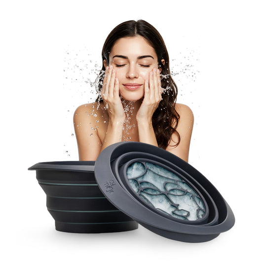Facial Cold Plunge | Collapsible Bowl For Face Ice Bath with Built-In Icetray | Facial Ice Therapy for Acne Relief, Vagus Nerve Stimulation, and Pore Shrinking.