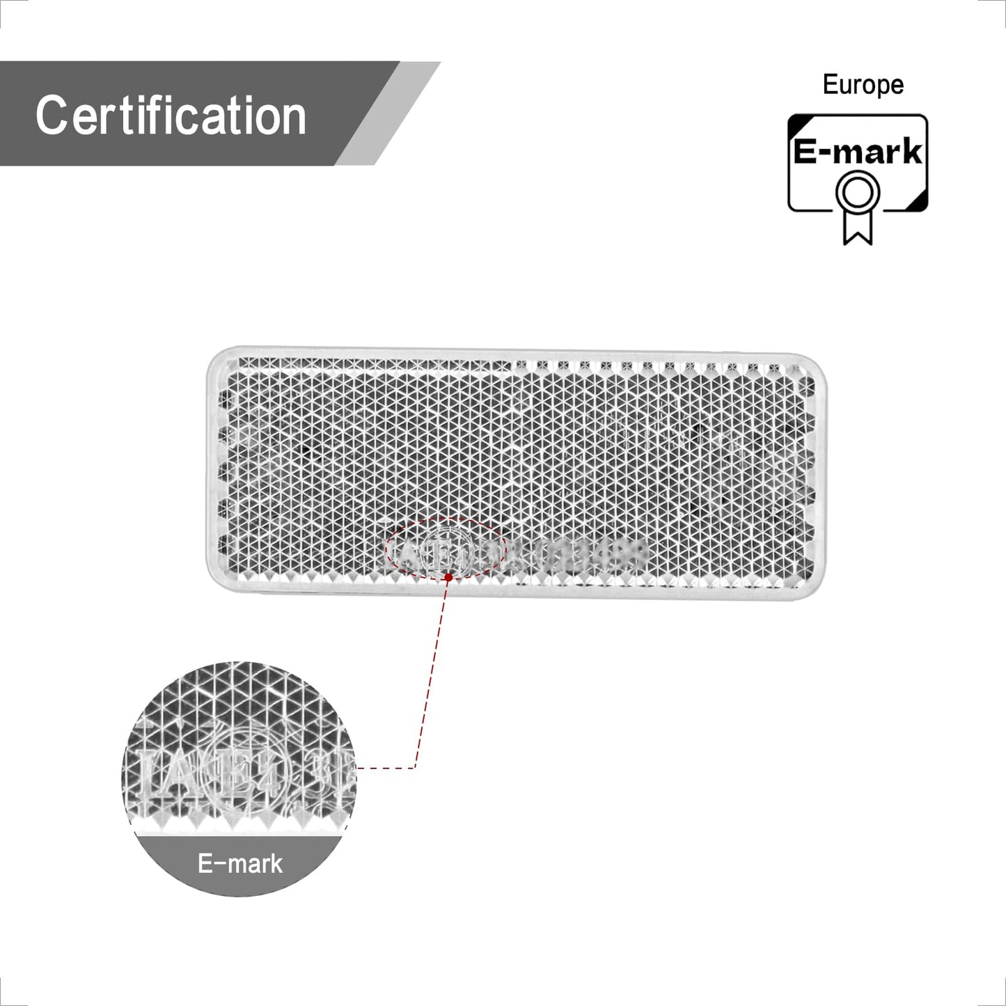 MFC PRO Reflector rectangular de seguridad, blanco, 7 x 2,8 cm