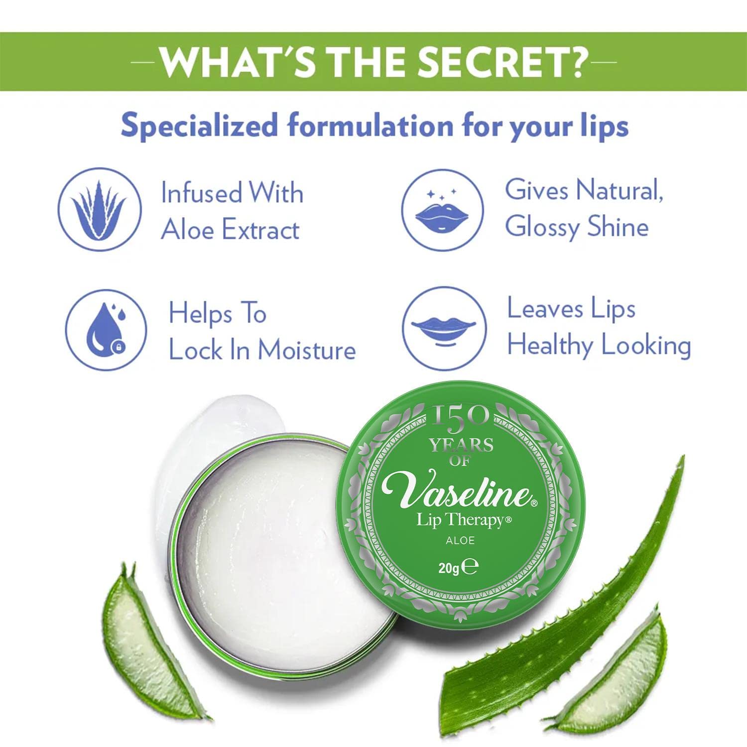 Hidratante de Labios Vaseline Aloe para Labios Muy Secos 20g