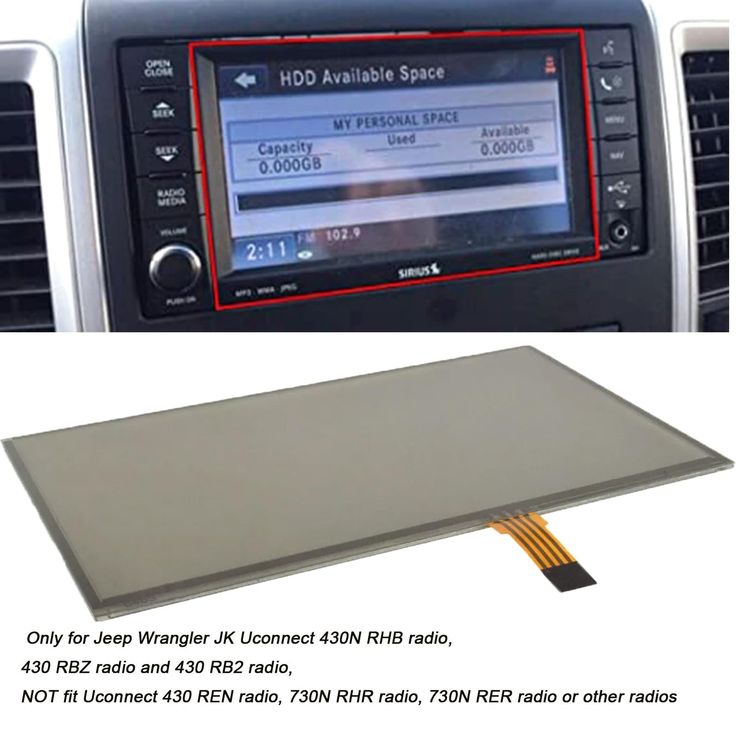Micarun - Digitalizador de visualización táctil LCD de 6.5 pulgadas, 8 pines para Jeep Wrangler JK Uconnect MyGIG 430 RBZ RB2 430N RHB