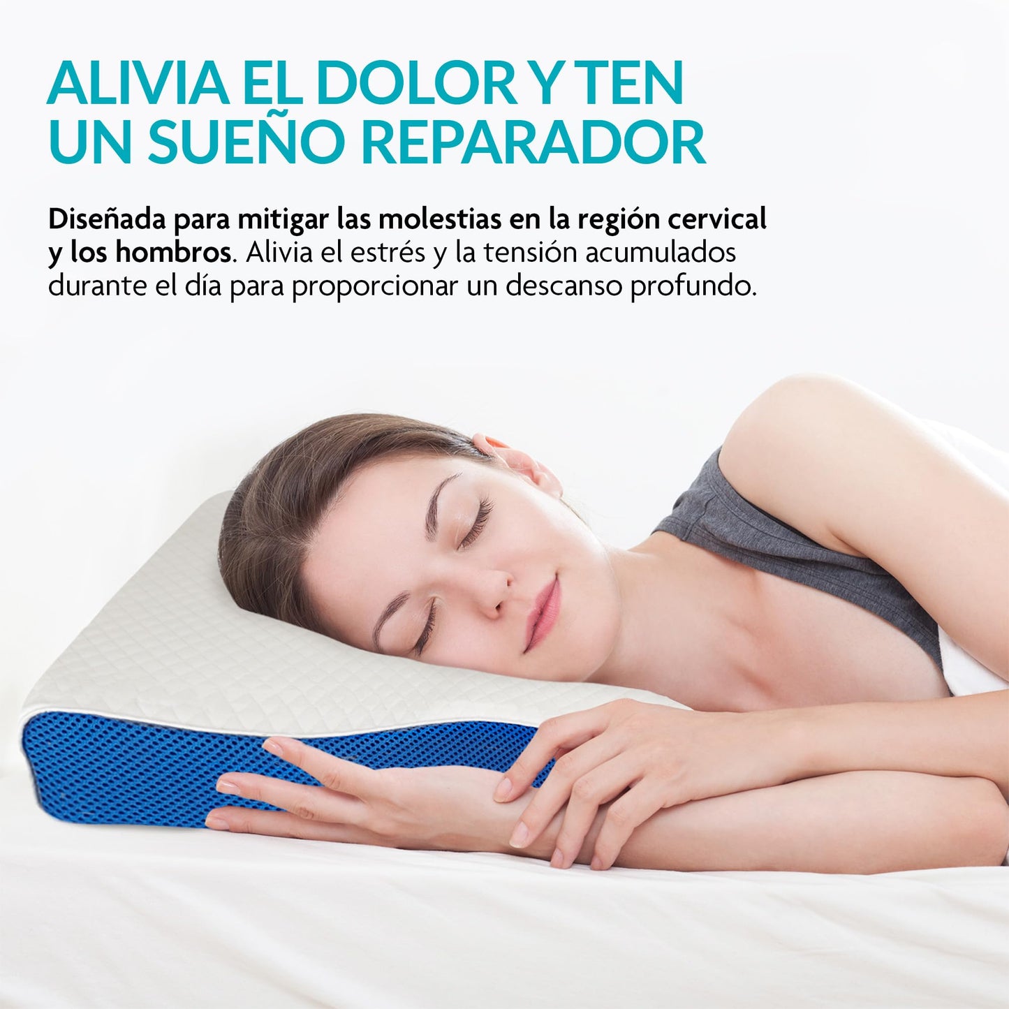 Almohada de Memory Foam Neurolux Blanco Ergonómica Ortopédica para Aliviar Dolor de Cuello y Espalda