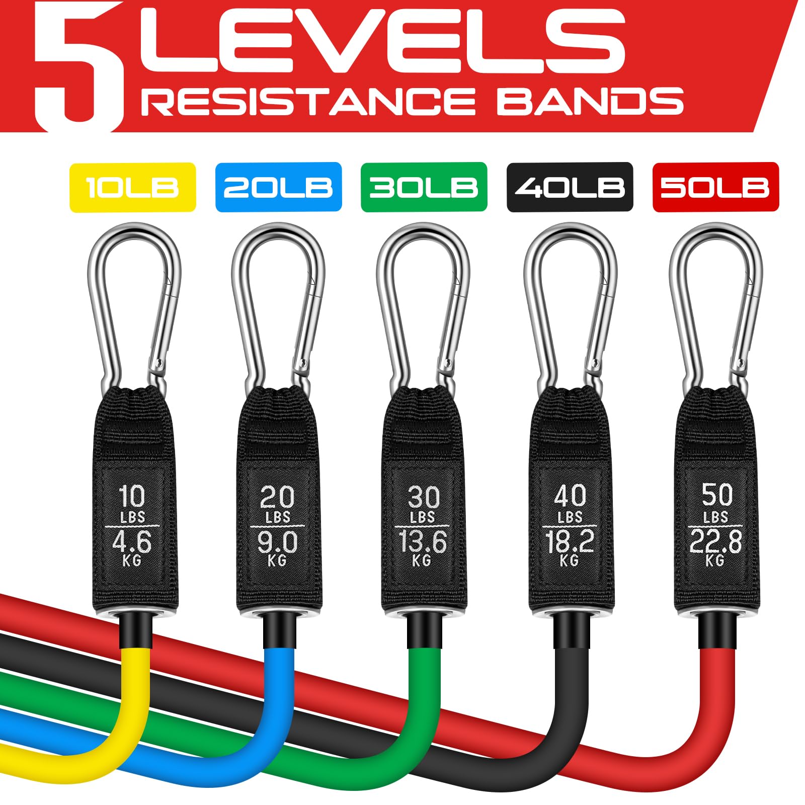 Bandas de Resistencia RENRANRING Negro con Asas para Entrenamiento de 150 Libras para Hombres y Mujeres