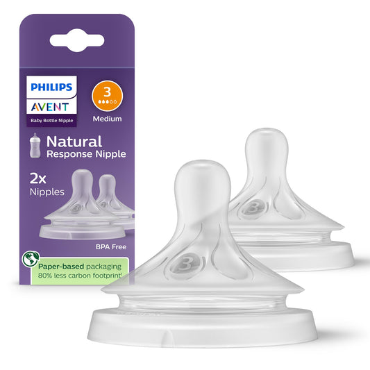 Philips Avent SCY963/02 - Pezón de respuesta natural 3, 1M+, paquete de 2