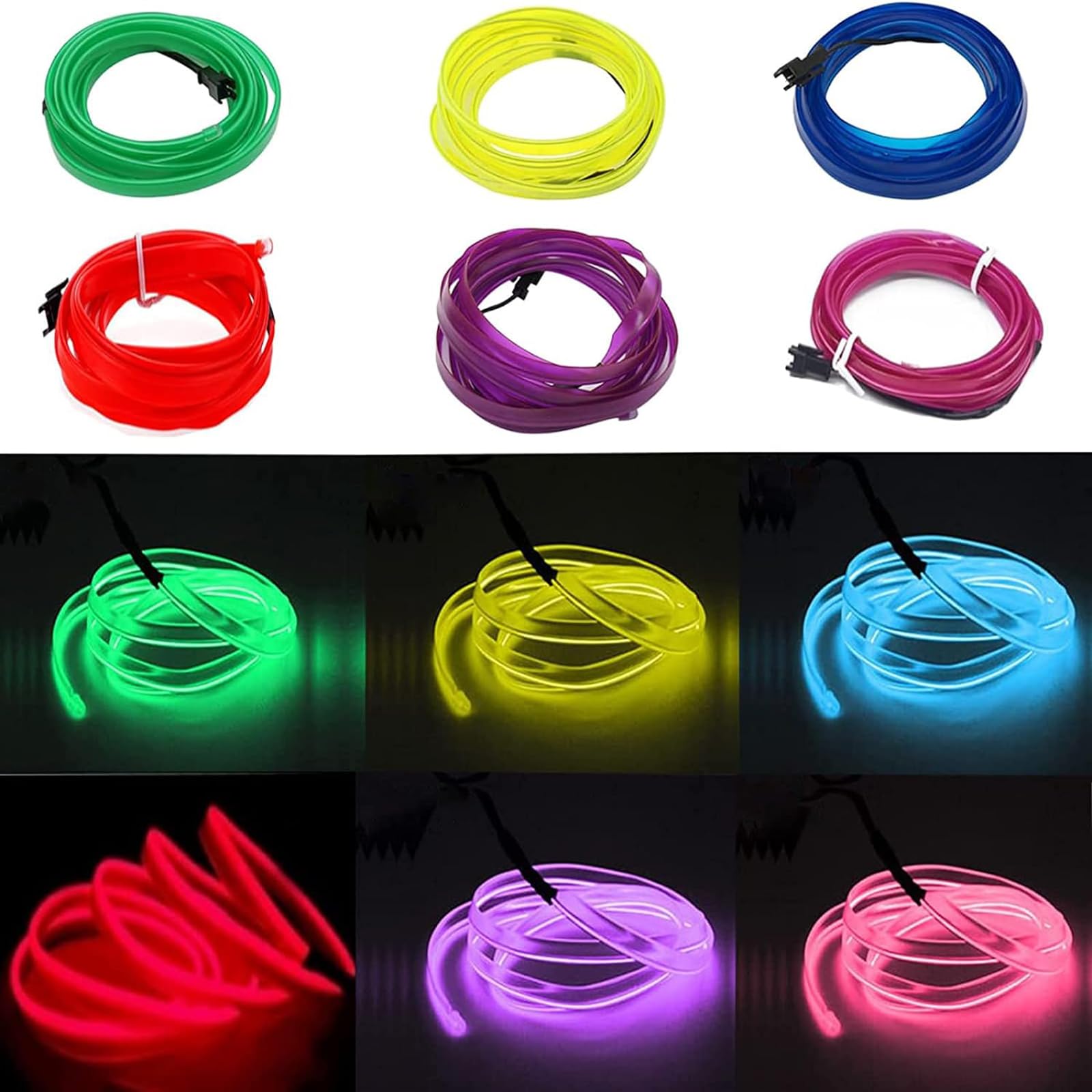 Tira de Luces LED para Coche Azul Cable de Neón 5m 12V con Modo de Música