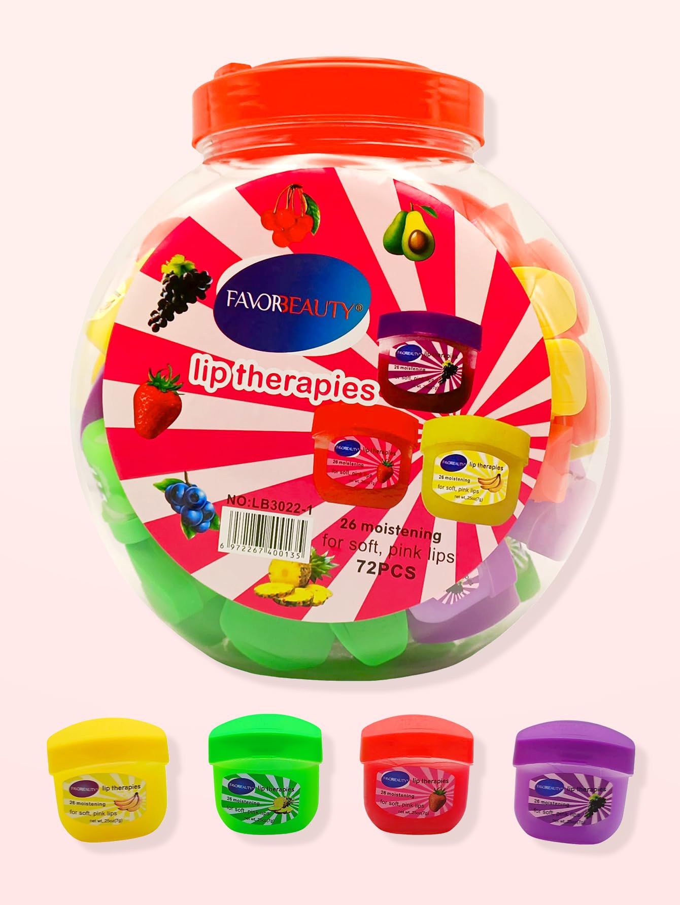Bálsamo Labial Hidratante VaseL Lip therapies 72 pcs, Humectante- Hidratante con un Delicioso Aroma Frutal, Mantiene La Humedad Todo El Día Para Labios Secos, Efecto De Larga Duración.