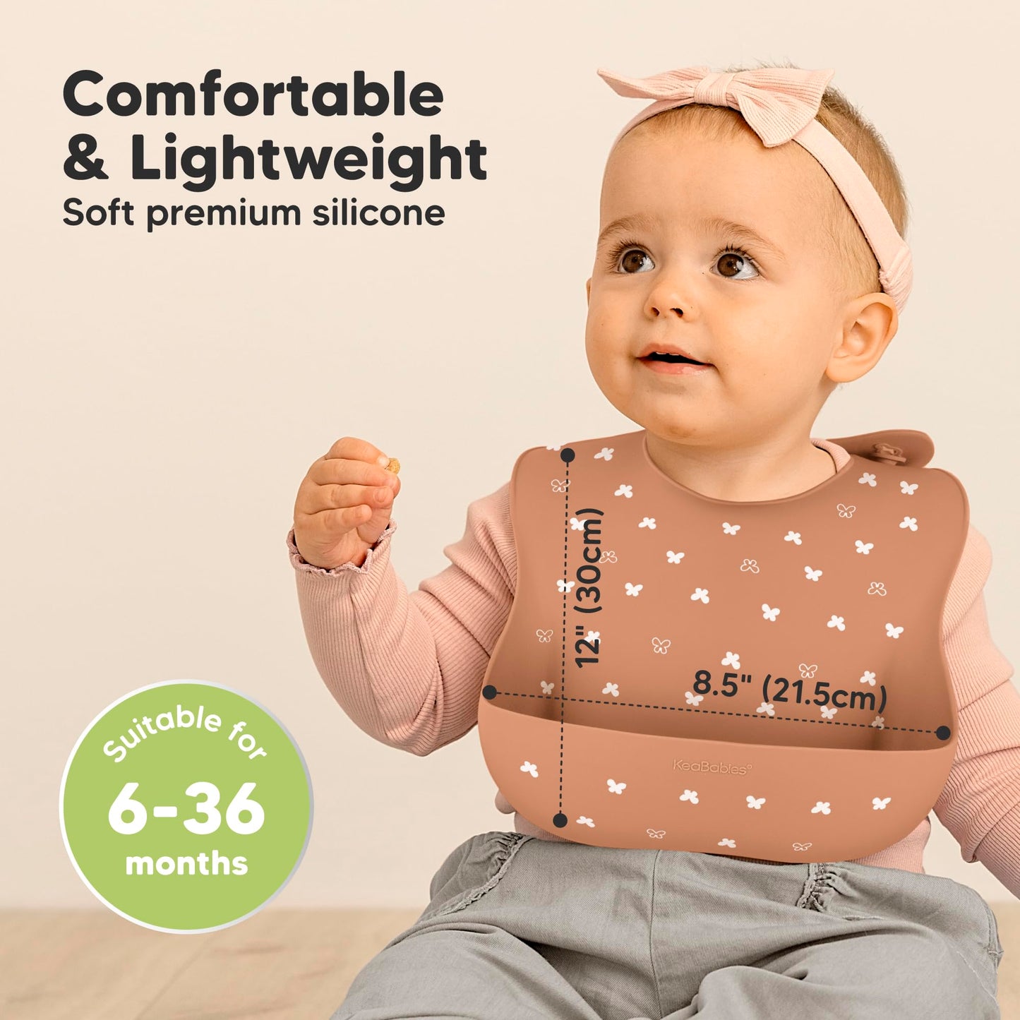 KeaBabies Pack de 2 baberos de silicona para comer - Baberos de silicona de calidad alimentaria con bandeja de recolección para niñas, niños, limpios y fáciles de poner, accesorios impermeables para