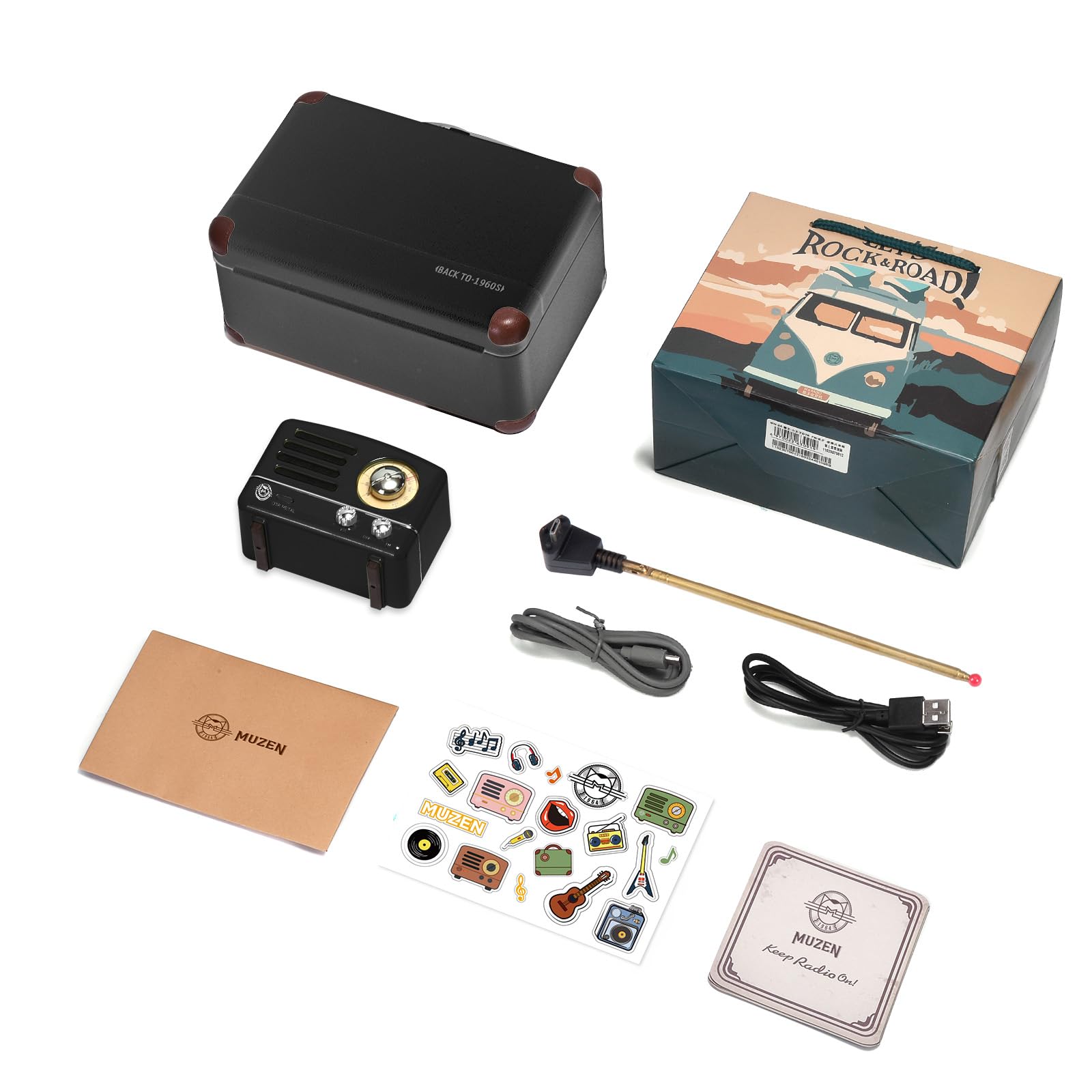 Muzen - Altavoz Bluetooth portátil, Altavoz inalámbrico pequeño de Metal OTR, Radio FM con Antena AUX, 10 Horas de Tiempo de reproducción prolongado, Audio estéreo de Alta fidelidad con veliz,