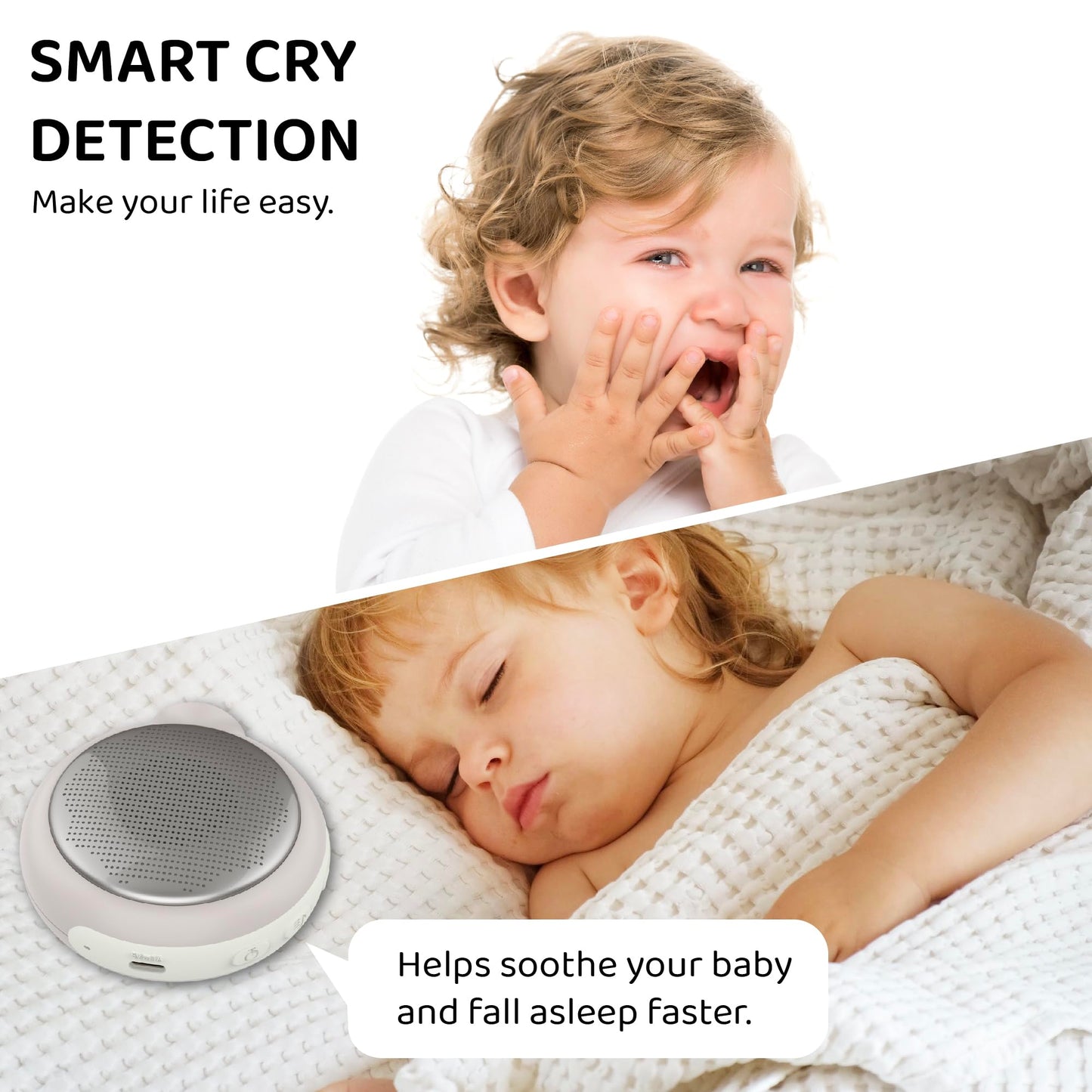 Moonybaby- Máquina de sonido portátil, para calmar el sueño del bebé, 9 sonidos relajantes, ruido blanco, silencio, terapia de sonido y