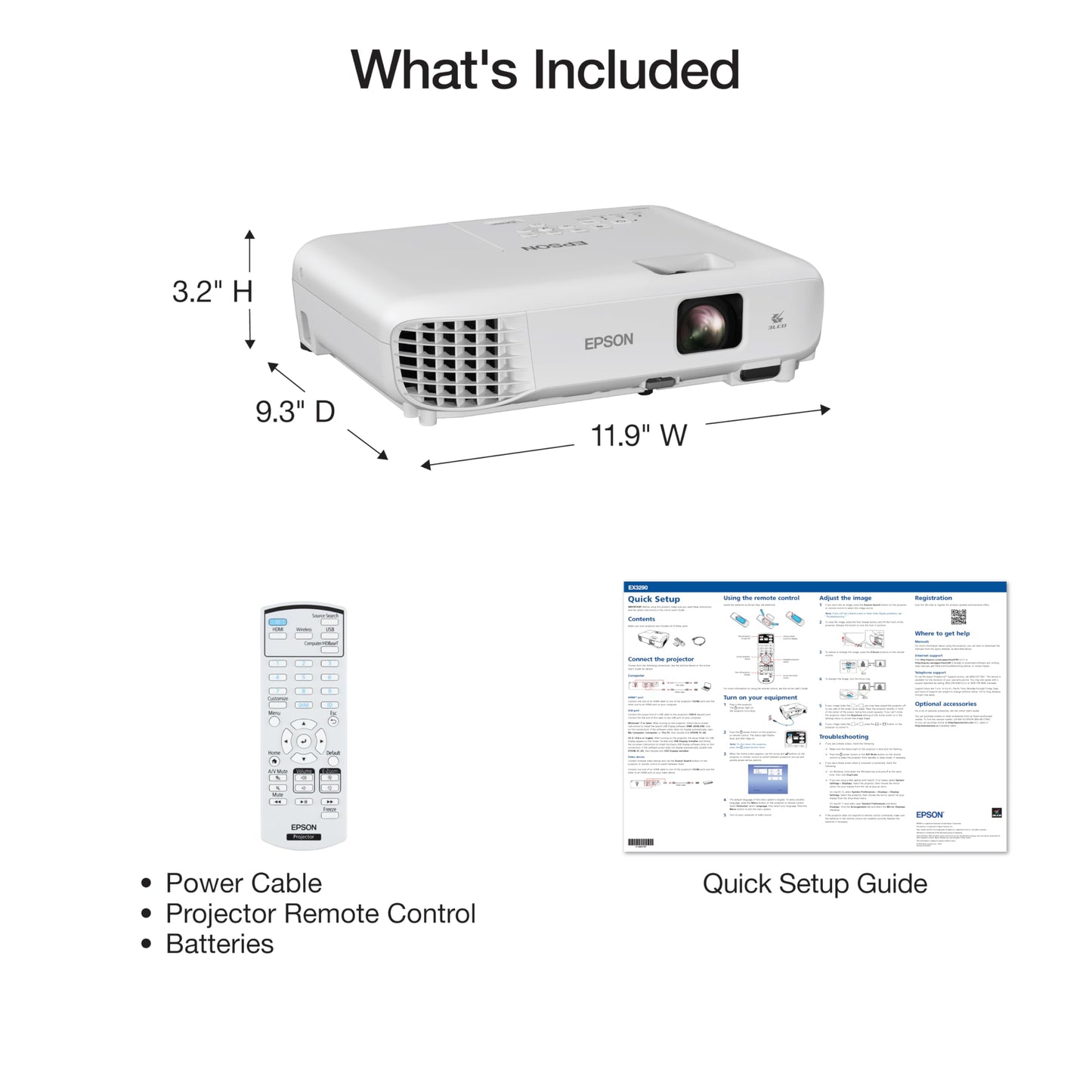 Epson EX3290 Proyector WXGA 3 Chips 3LCD, 4.000 lúmenes, Alto Brillo de Color, 4.000 lúmenes, Brillo Blanco, 2 Puertos HDMI, Altavoz Integrado