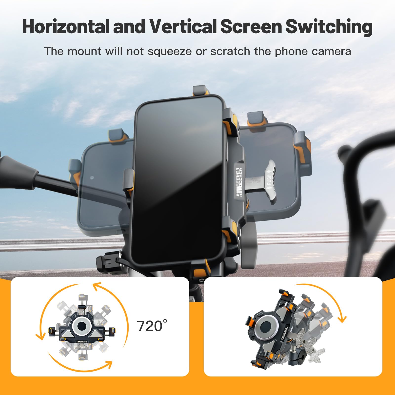 Kongeeker - Soporte de aluminio para teléfono celular de motocicleta con amortiguador de vibración, M1 antirrobo MTB para motocicleta, ATV, bicicleta, UTV, scooter, ATV, soporte para teléfono de 6.1 a