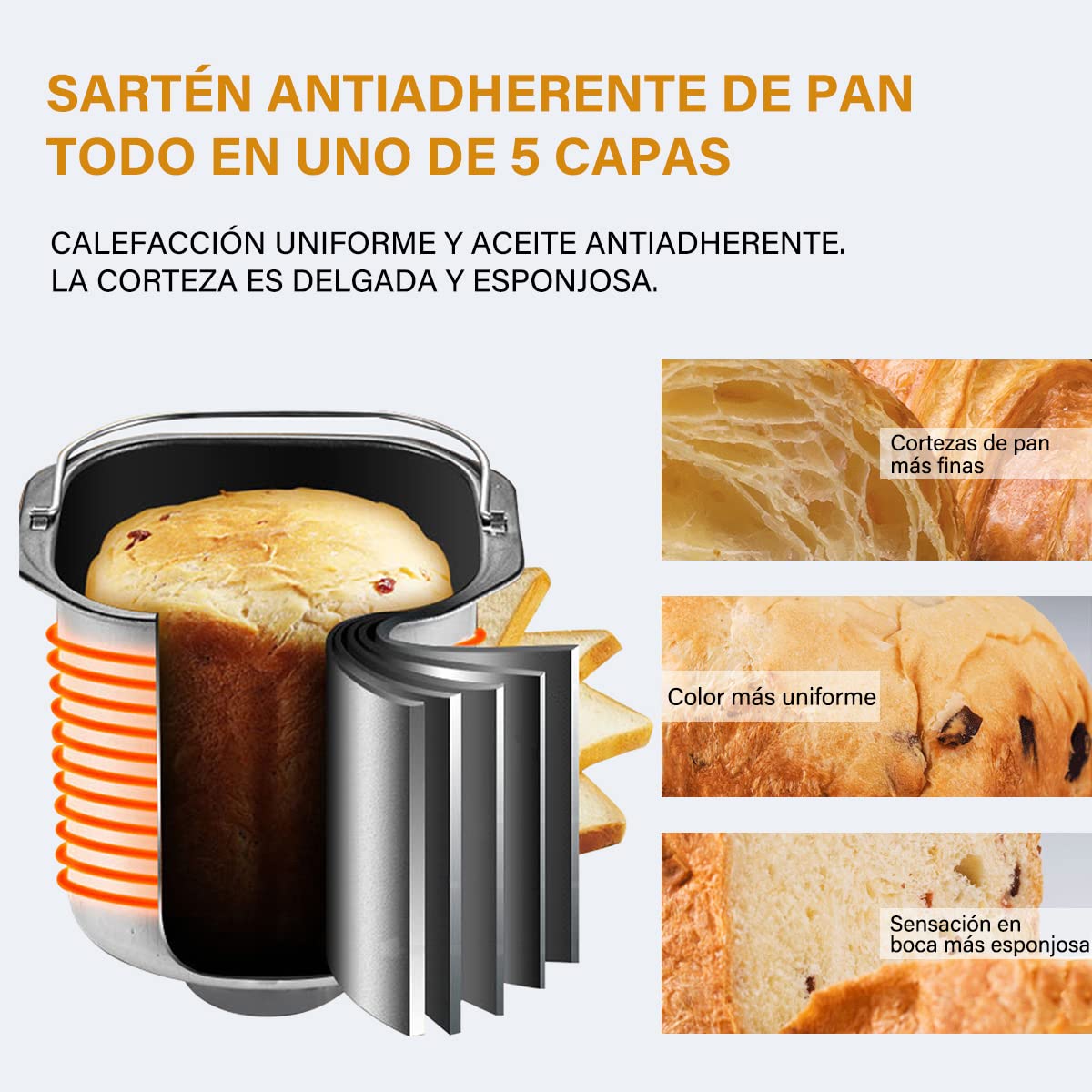 GALULU - Máquina para hacer pan,Máquina de pan con 19 preestablecidos, Función sin gluten,Ajustes de aislamiento,3 tamaños de pan,Recetas y accesorios incluidos,2 Libras Negro)
