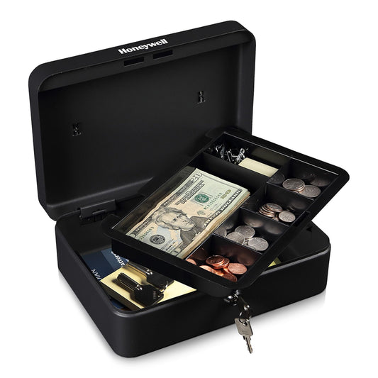 Honeywell Safes & Door Locks - 6112 Standard Steel Cash Box with Key Lock, Black