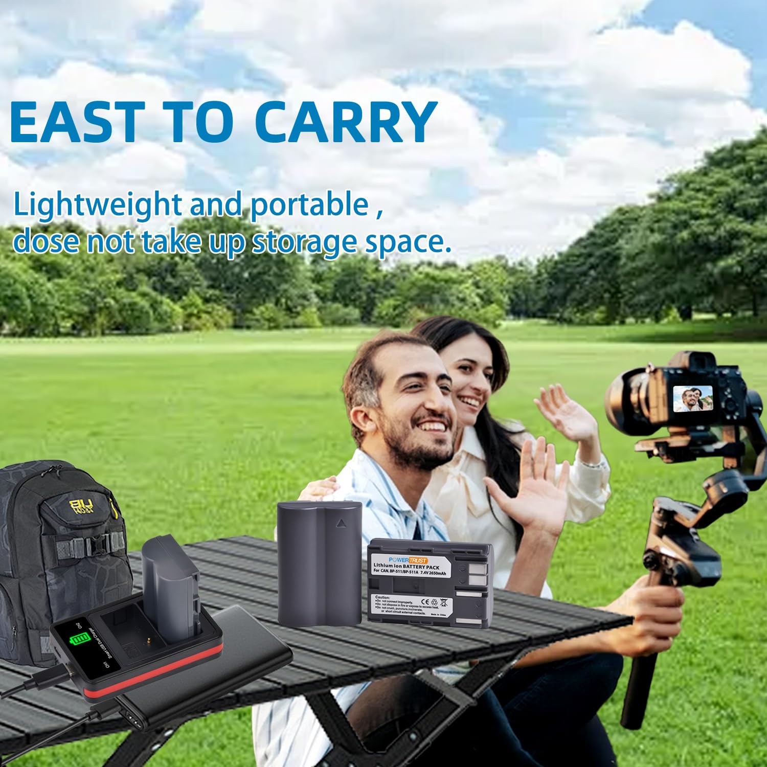 Batería y Cargador Dual USB LCD Powertrust 2650 mAh 2-Pack para Canon EOS 40d 300d 5d 20d 30d 50d