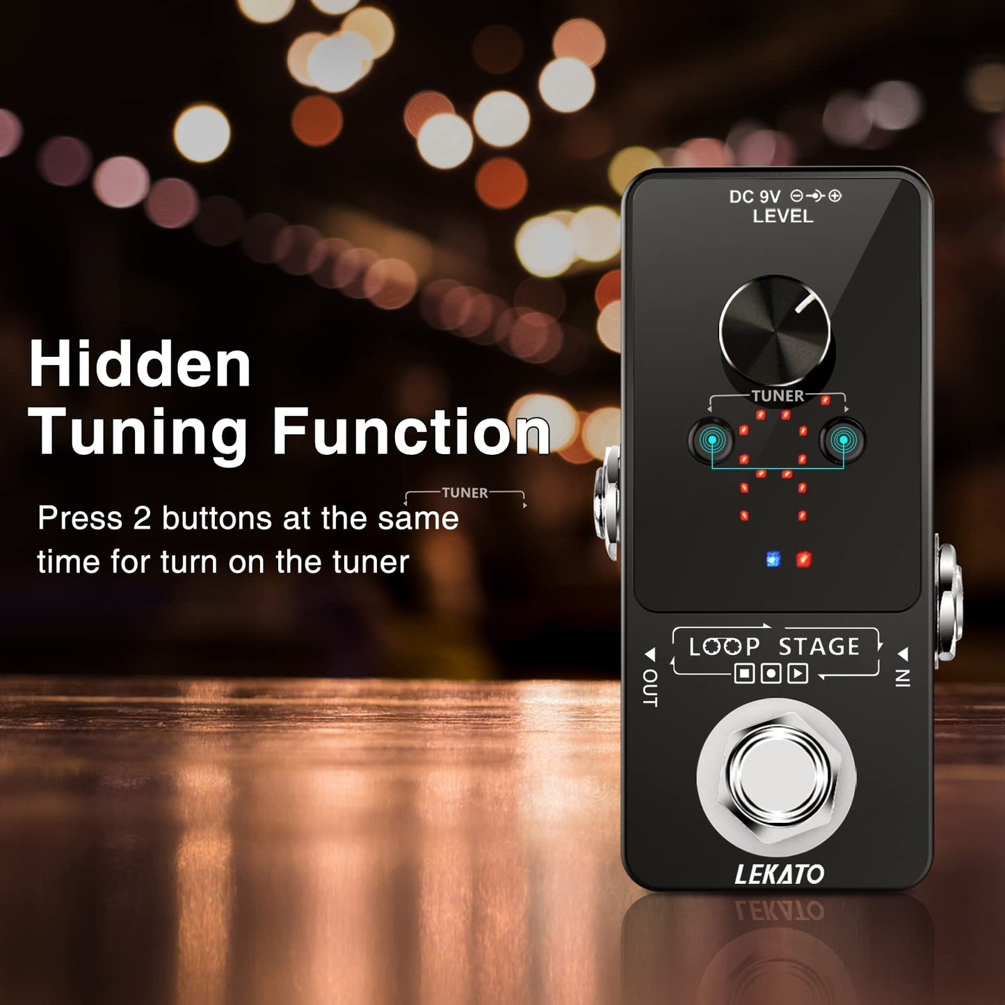 LEKATO Looper - Pedal de guitarra para guitarra, 9 bucles, 40 minutos, tiempo de grabación ilimitado, overdubs para guitarra eléctrica, bajo