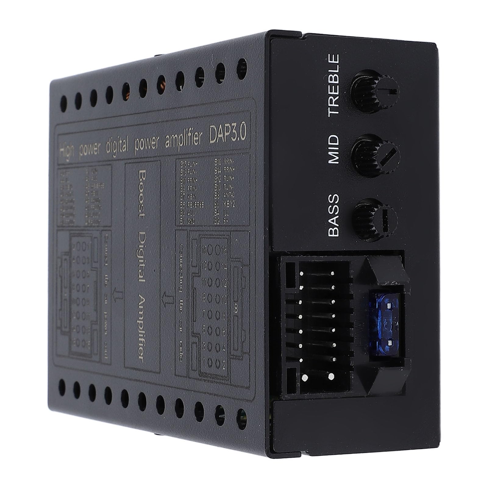 Jiawu Amplificador DSP para Coche, Amplificador de Potencia de Clase AB de 4 Canales y 50 W, relación señal/Ruido de 96 dB, Caja Estable de 2/4 ohmios