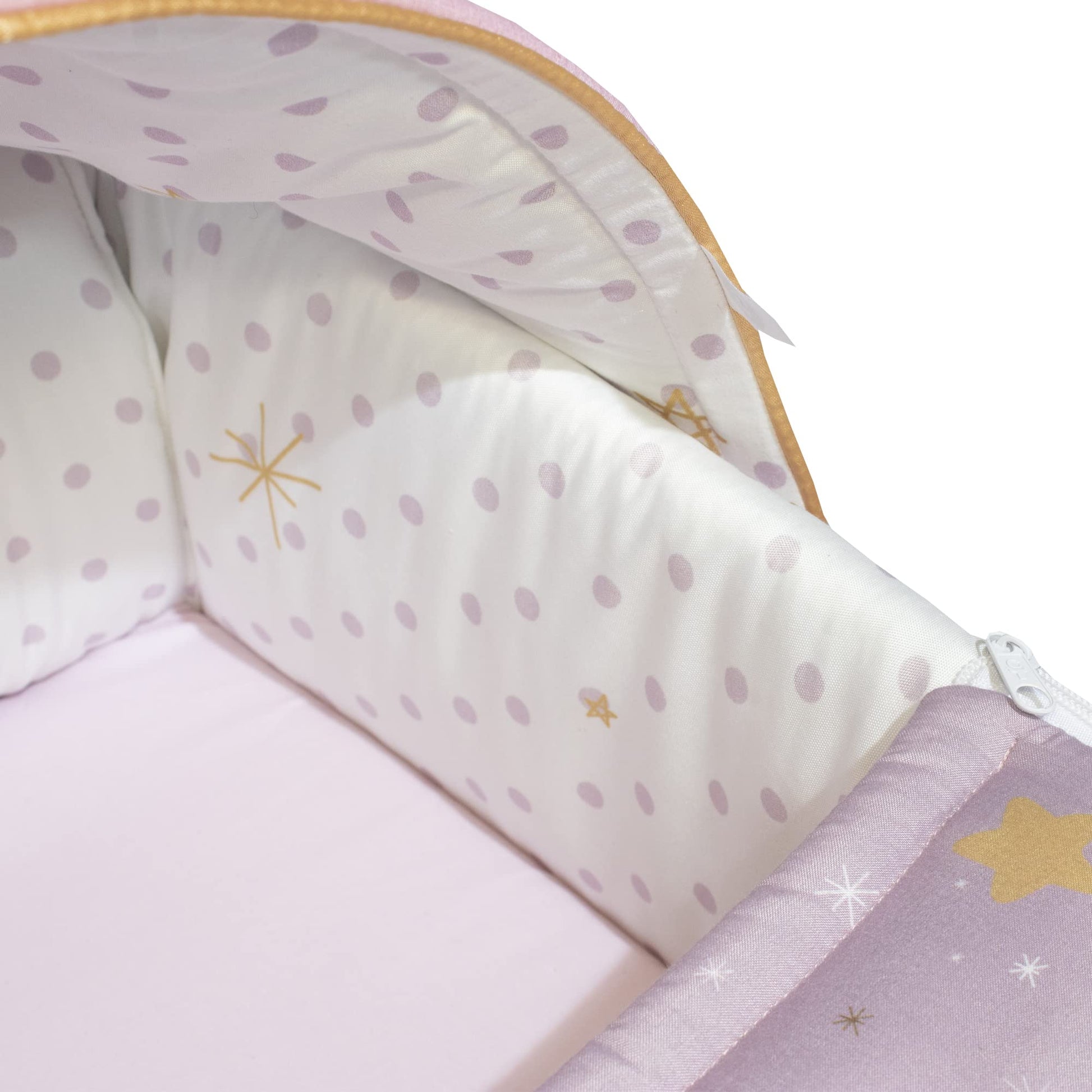 CARY | Bambineto Princesa Luna Mini Cuna Niña Seguro y Acogedor Diseño de Luna, Lavanda