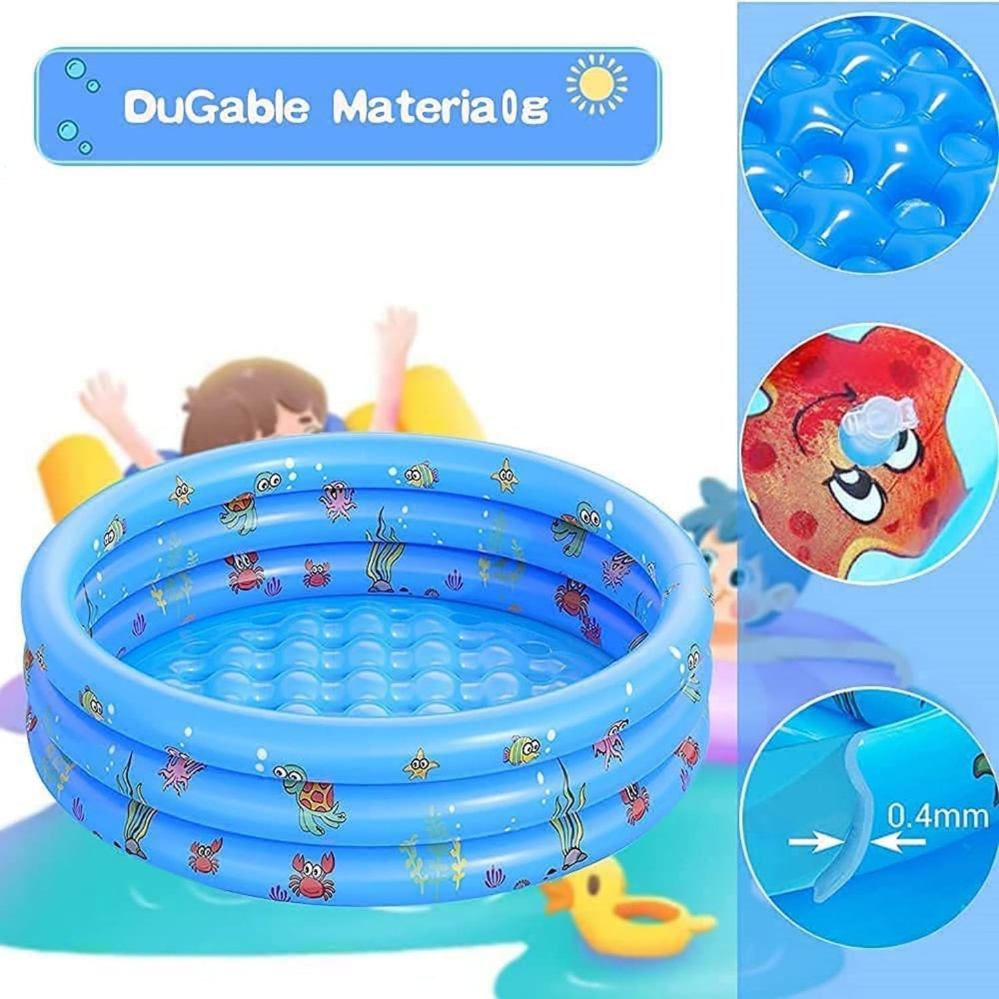 ANNTHOR Alberca Inflable para Niños, Mini Alberca Inflable para Niños, Albercas Inflables para Niños 3 Niveles, Piscina Hinchable Familiar En El Patio Trasero, 130x40cm