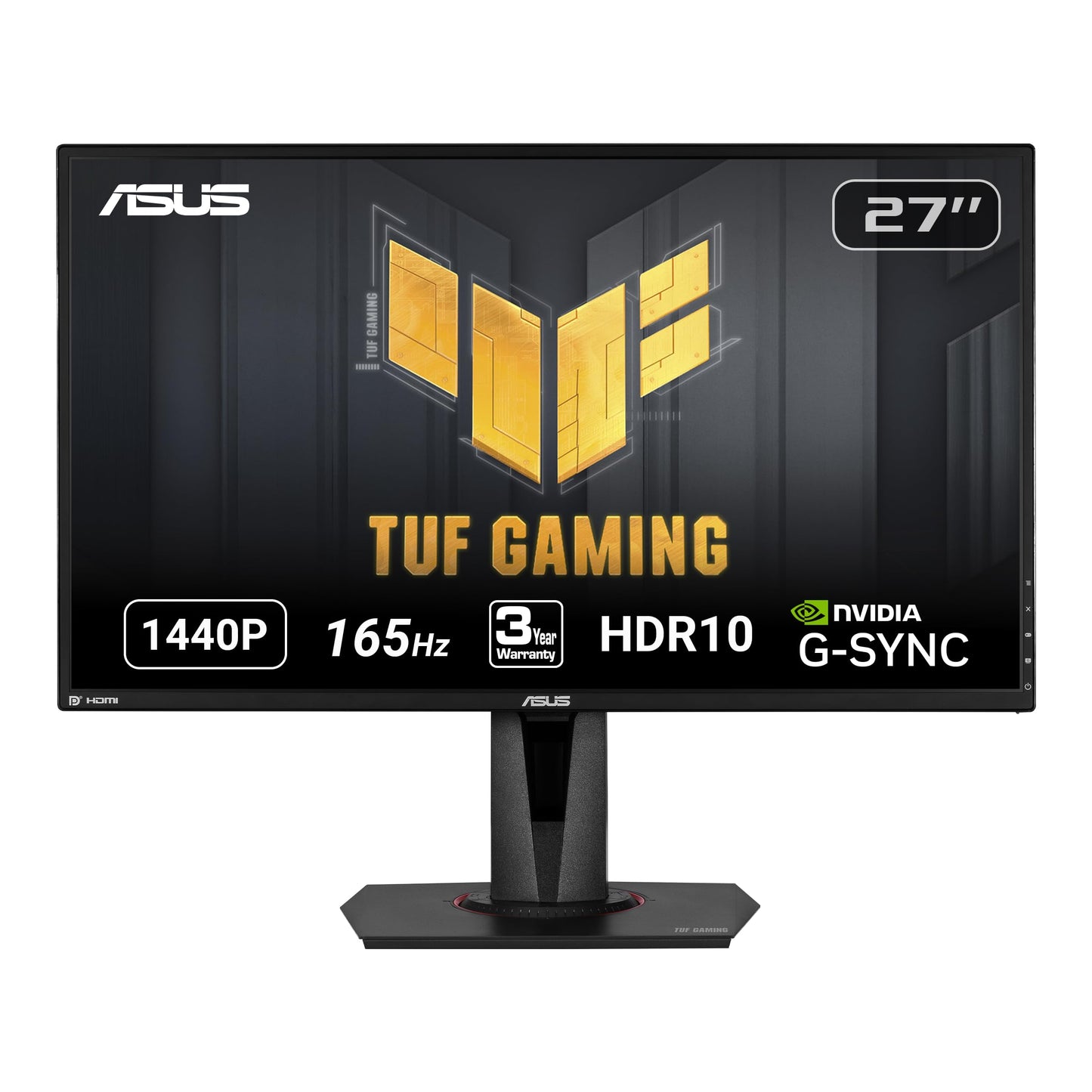 Asus Monitor Gamer 27" TUF Gaming VG27AQ, HDR, WQHD (2560x1440), IPS, 165Hz, Extreme Low Motion Blur Sync Compatible con G-SYNC, Adaptive-Sync, 1ms