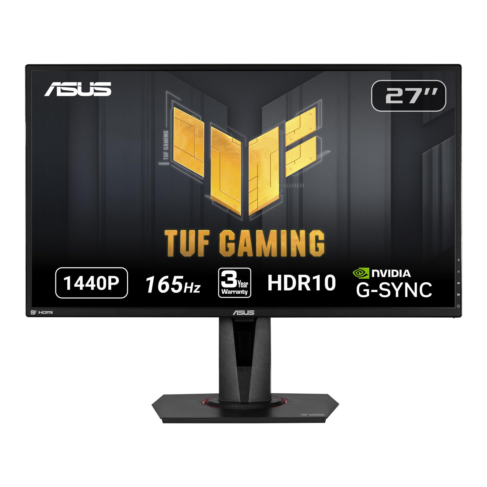 Asus Monitor Gamer 27" TUF Gaming VG27AQ, HDR, WQHD (2560x1440), IPS, 165Hz, Extreme Low Motion Blur Sync Compatible con G-SYNC, Adaptive-Sync, 1ms