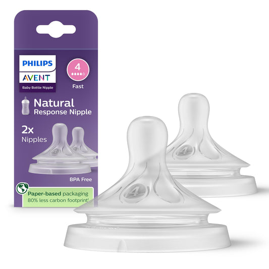 Philips Avent SCY964/02 - Caudal de pezón de respuesta natural 4, 3M+, paquete de 2 unidades