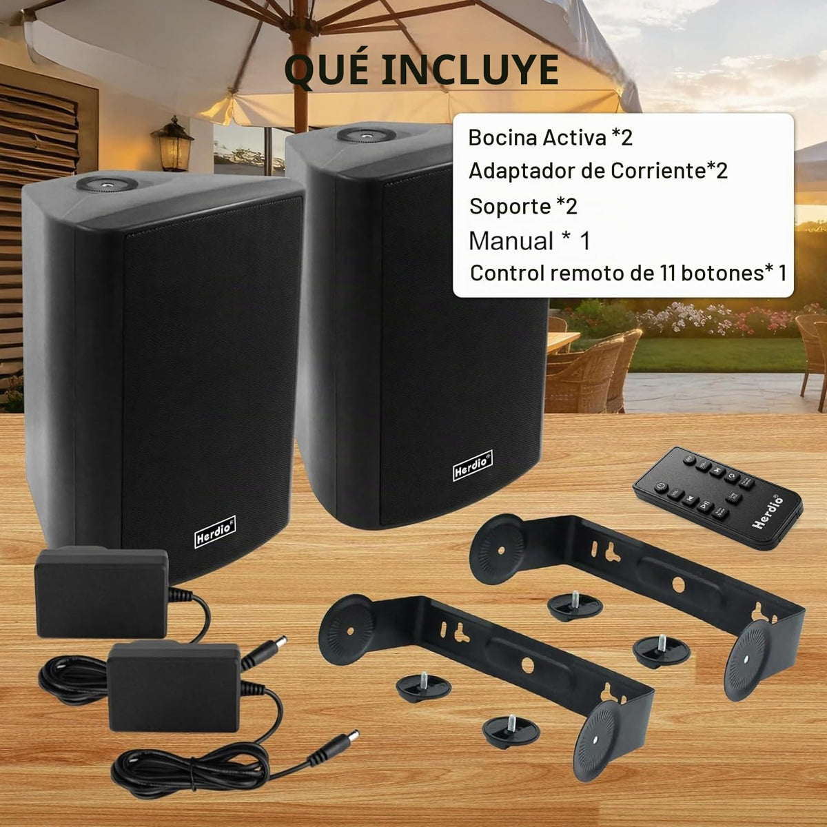 Altavoces de Pared Bluetooth Herdio Negros 6.5" 400W Impermeables con Conexión Inalámbrica Múltiple para Exterior 2 Unidades