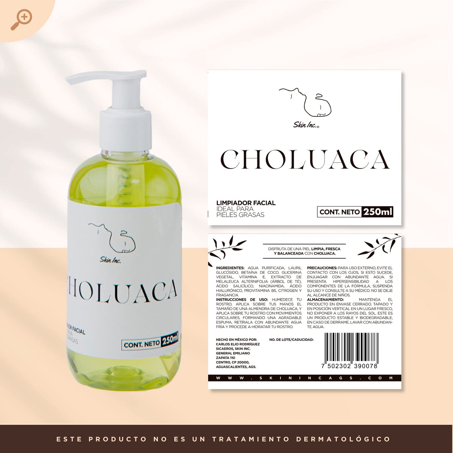 Skin Inc | Choluaca Limpiador Facial Jabón Liquido para Rostro Piel Grasa 250 ml