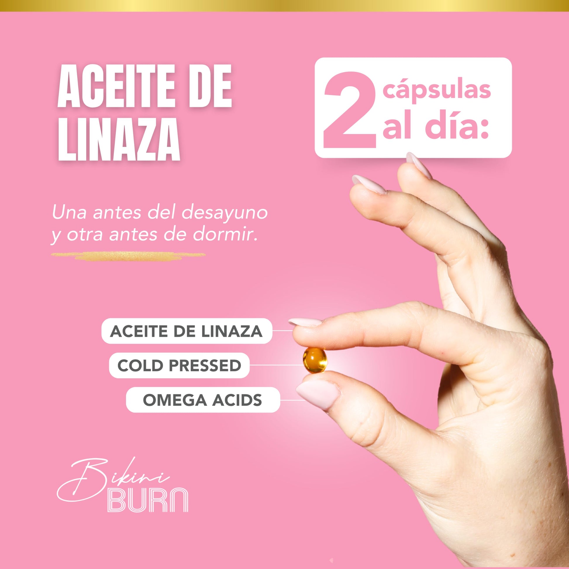 Bikini Burn Aceite de Linaza Cold Pressed | Omega 3 Acido alfa-linolénico (ALA), | Vegano, sin aditivos | Prensado en frío