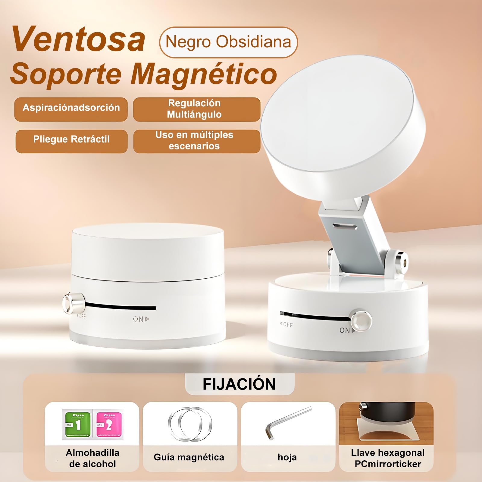 FEISEDY Soporte de teléfono magnético Plegable para Coche, diseño de Ventosa de vacío Adecuado para iPhone,para Magsafe Funda para móvil fácil de Instalar Soporte sólido