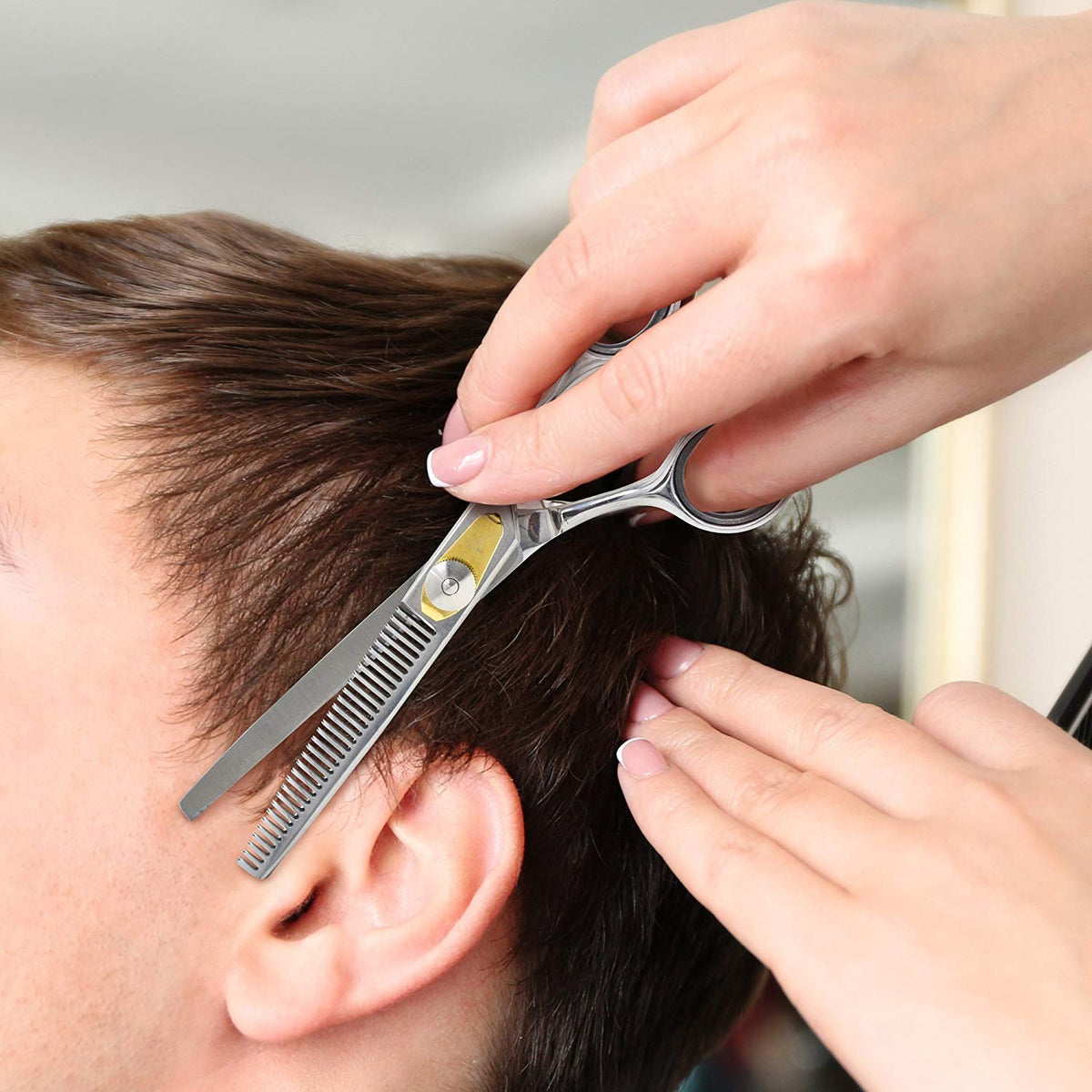Equinox Professional - Juego de tijeras para cortar el pelo y para teñir y texturizar, longitud total de 16,5 cm con tornillo de tensión de ajuste fino – acero inoxidable japonés, THINNING B